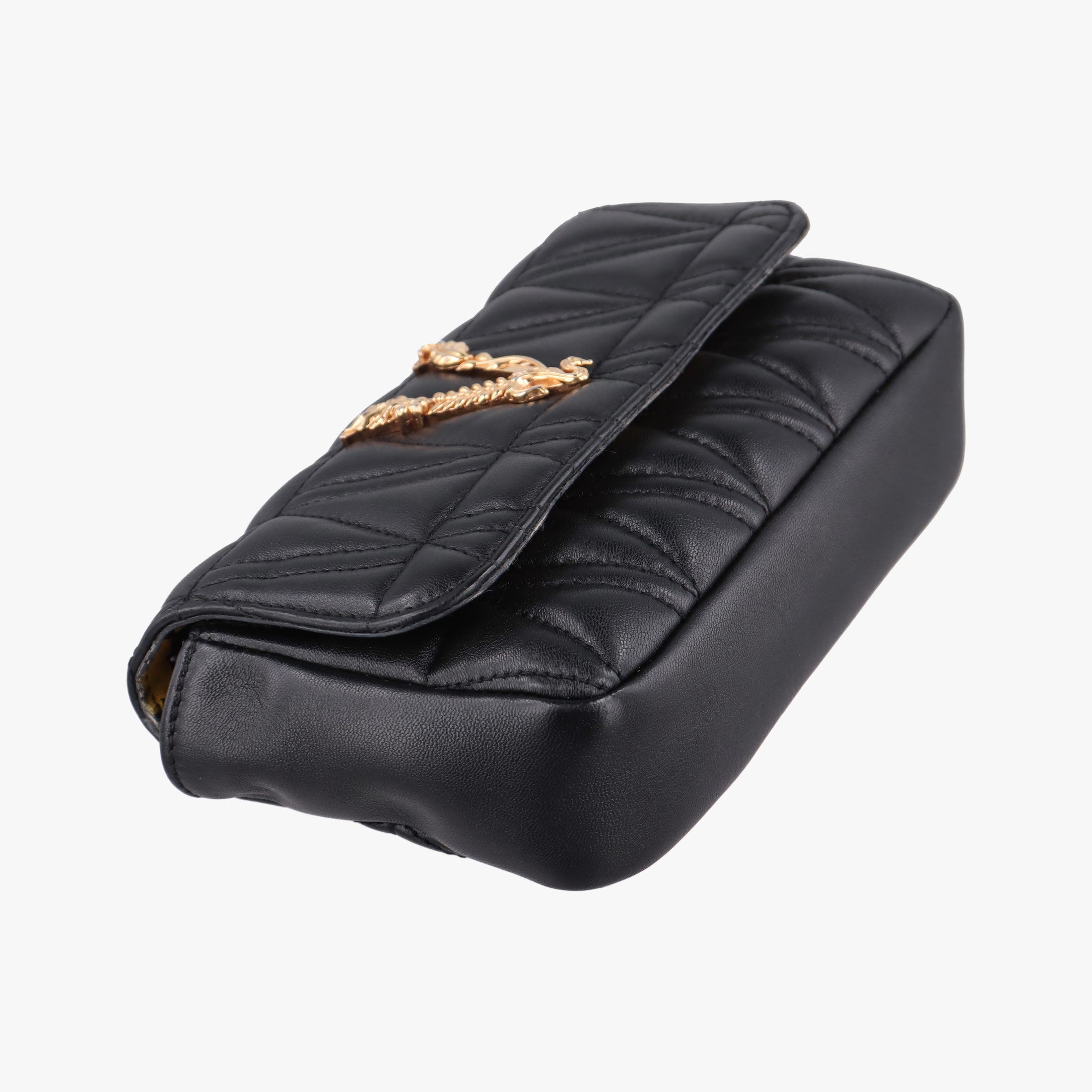 Pre-owned VERSACE Virtus Black Leather  shoulderbag | stylenewstar