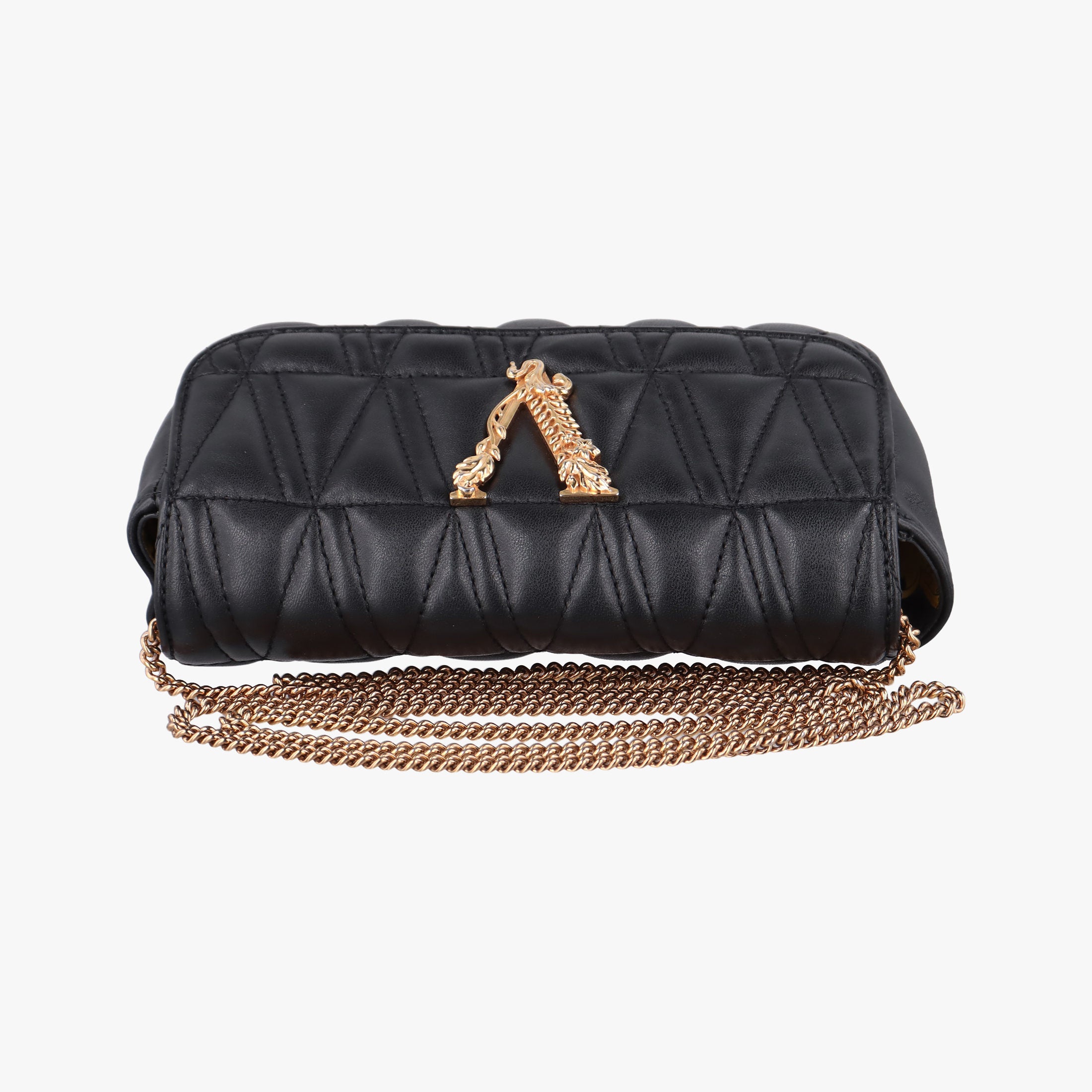 Pre-owned VERSACE Virtus Black Leather  shoulderbag | stylenewstar