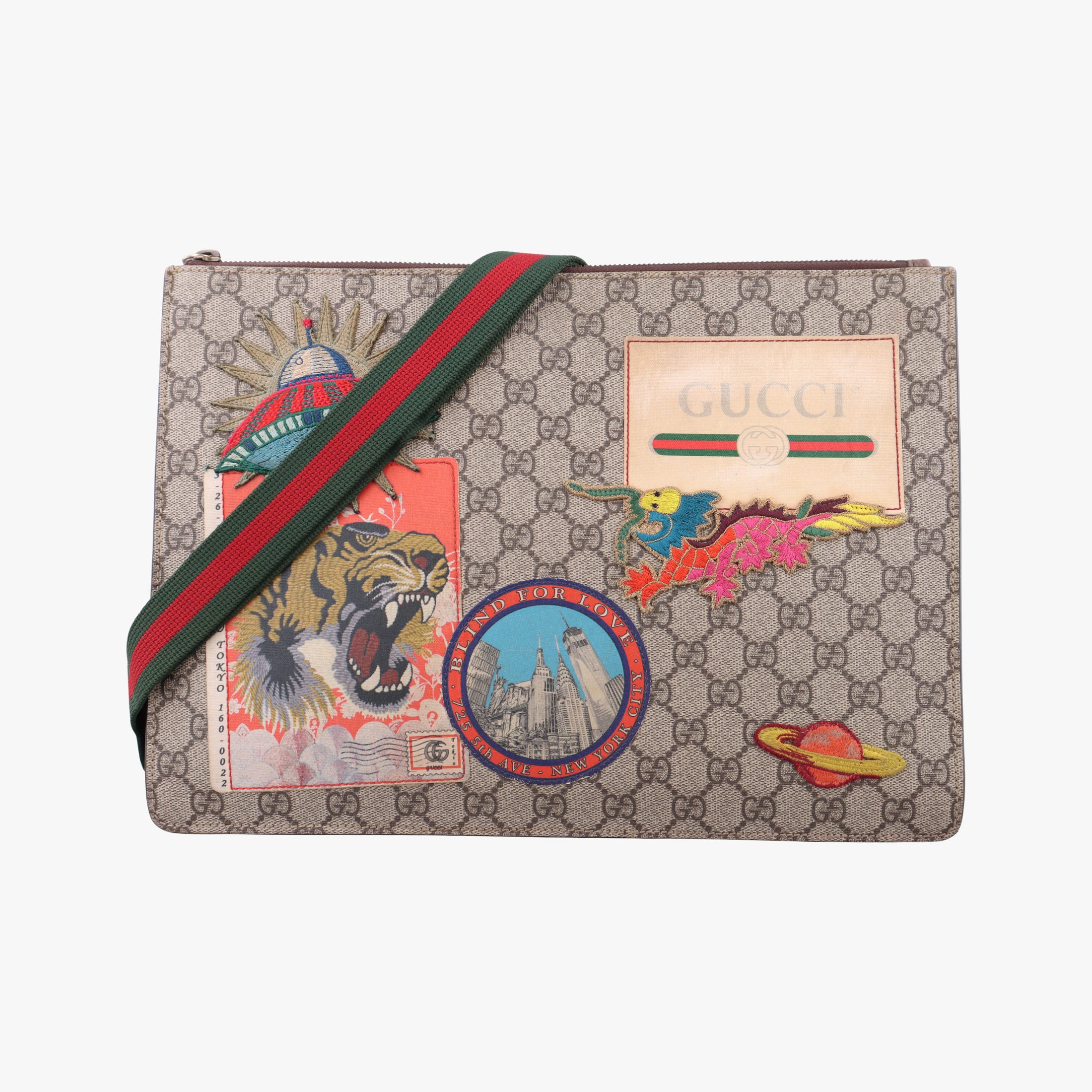 Pre-owned Gucci GG Supreme Courier Beige×multi PVC coated canvas 474083 shoulderbag | stylenewstar