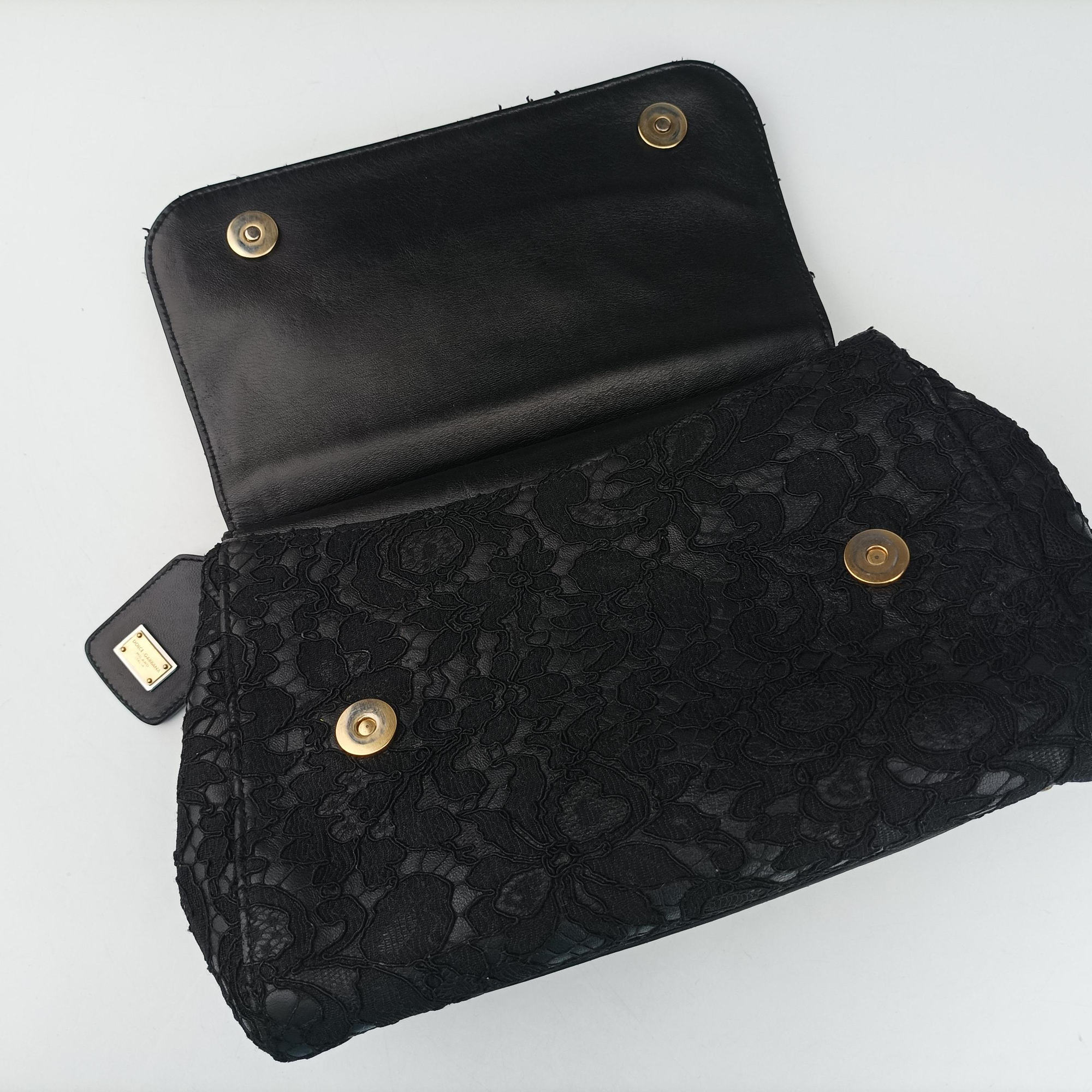 Pre-owned Dolce & Gabbana SICILY Black Leather×Crochet  shoulderbag | stylenewstar
