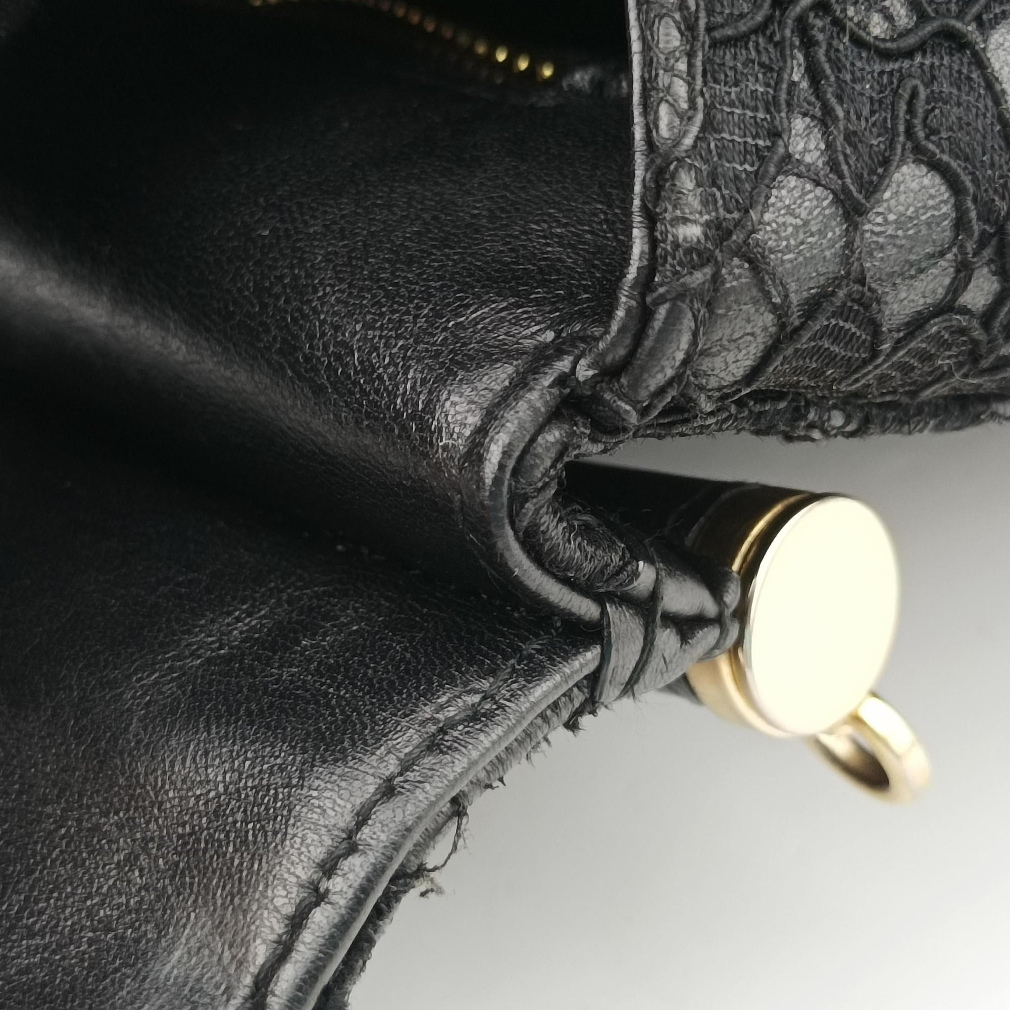 Pre-owned Dolce & Gabbana SICILY Black Leather×Crochet  shoulderbag | stylenewstar