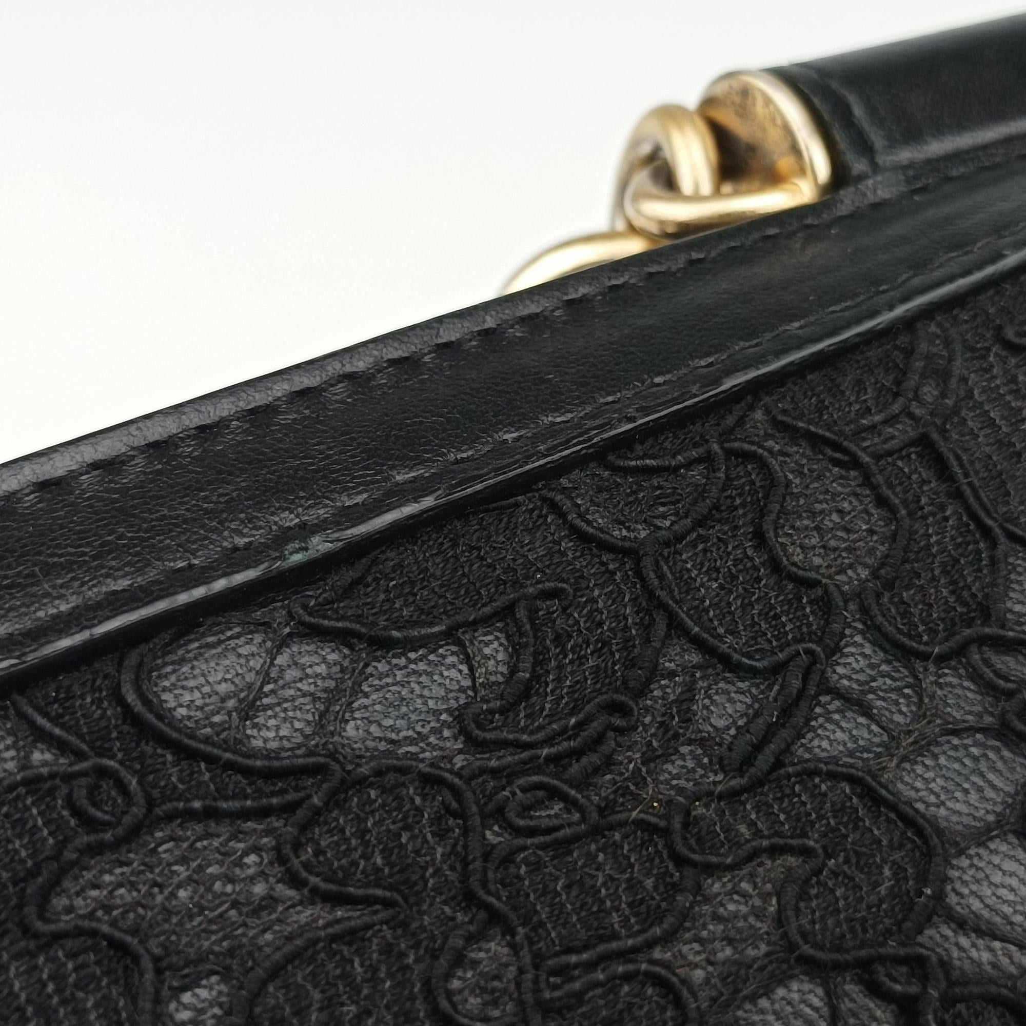 Pre-owned Dolce & Gabbana SICILY Black Leather×Crochet  shoulderbag | stylenewstar