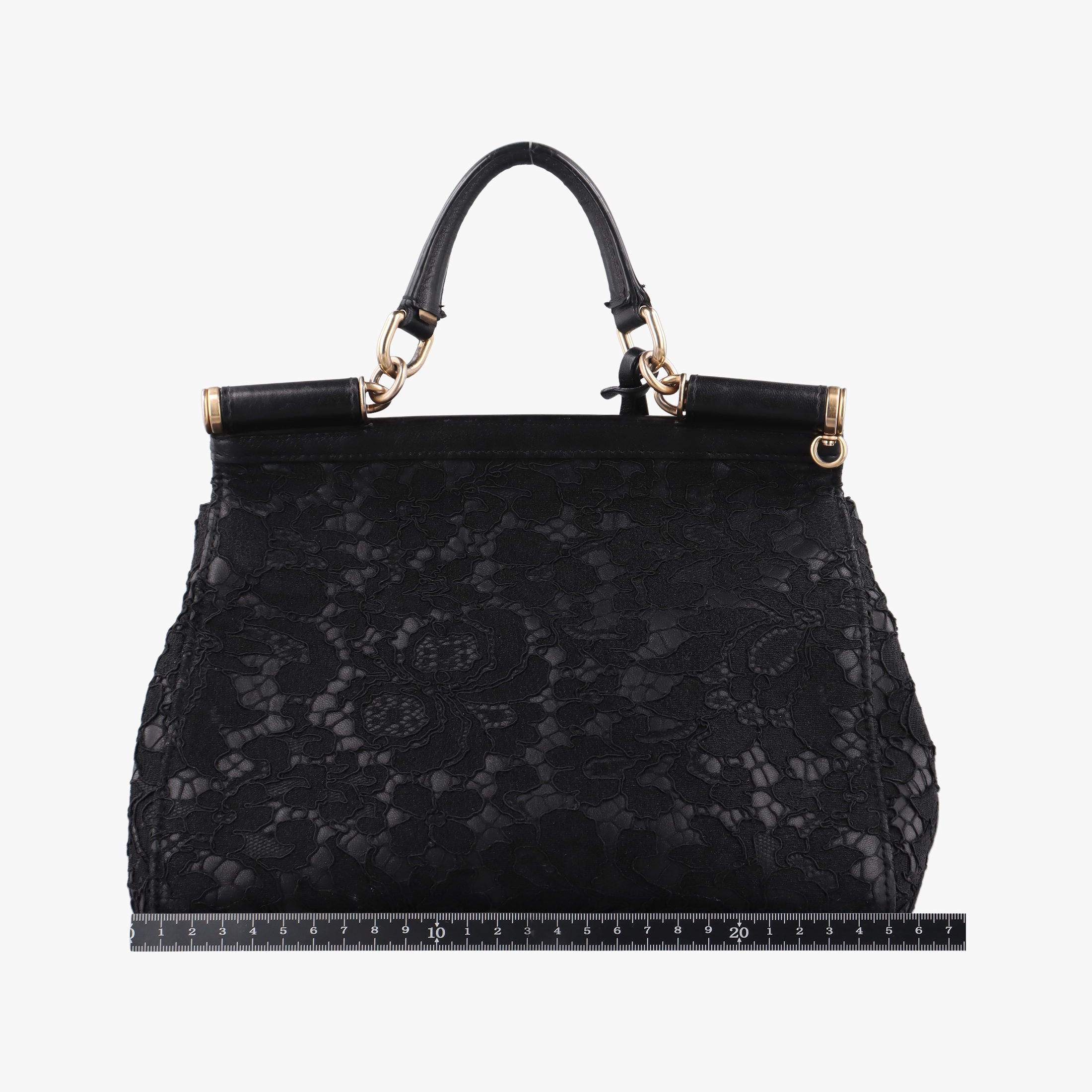 Pre-owned Dolce & Gabbana SICILY Black Leather×Crochet  shoulderbag | stylenewstar