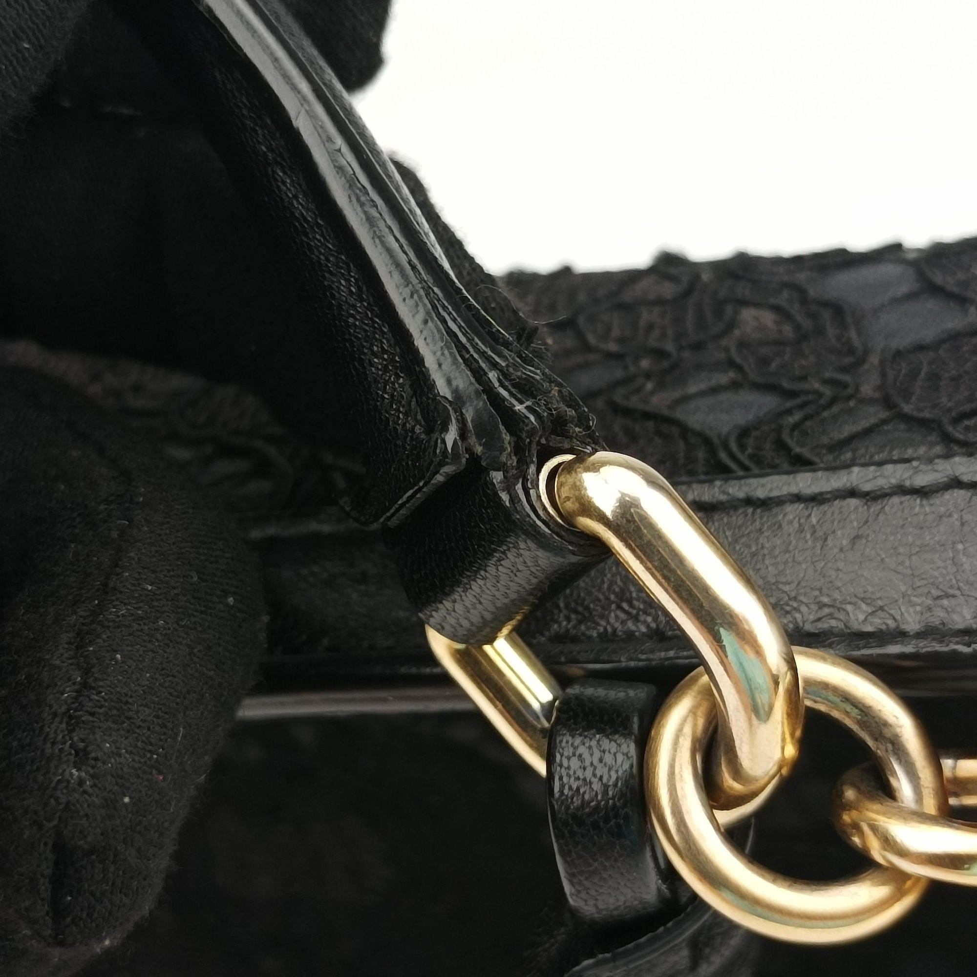 Pre-owned Dolce & Gabbana SICILY Black Leather×Crochet  shoulderbag | stylenewstar