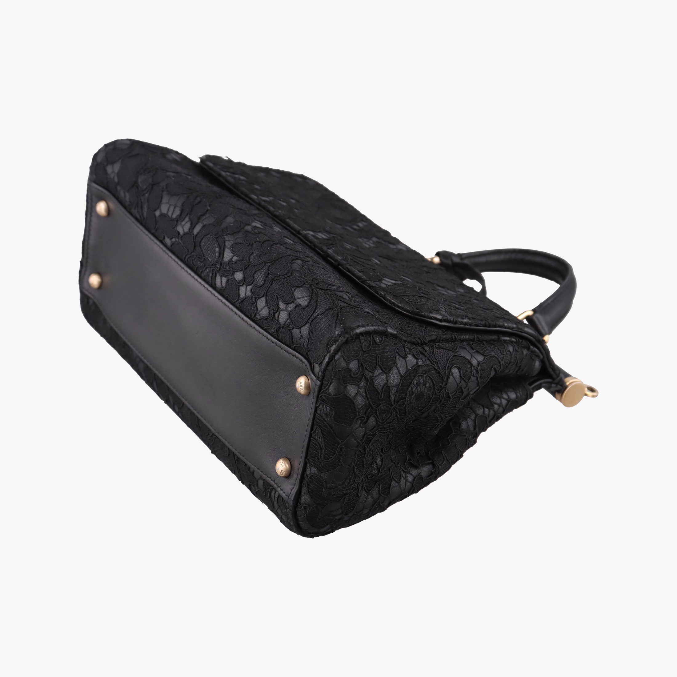 Pre-owned Dolce & Gabbana SICILY Black Leather×Crochet  shoulderbag | stylenewstar