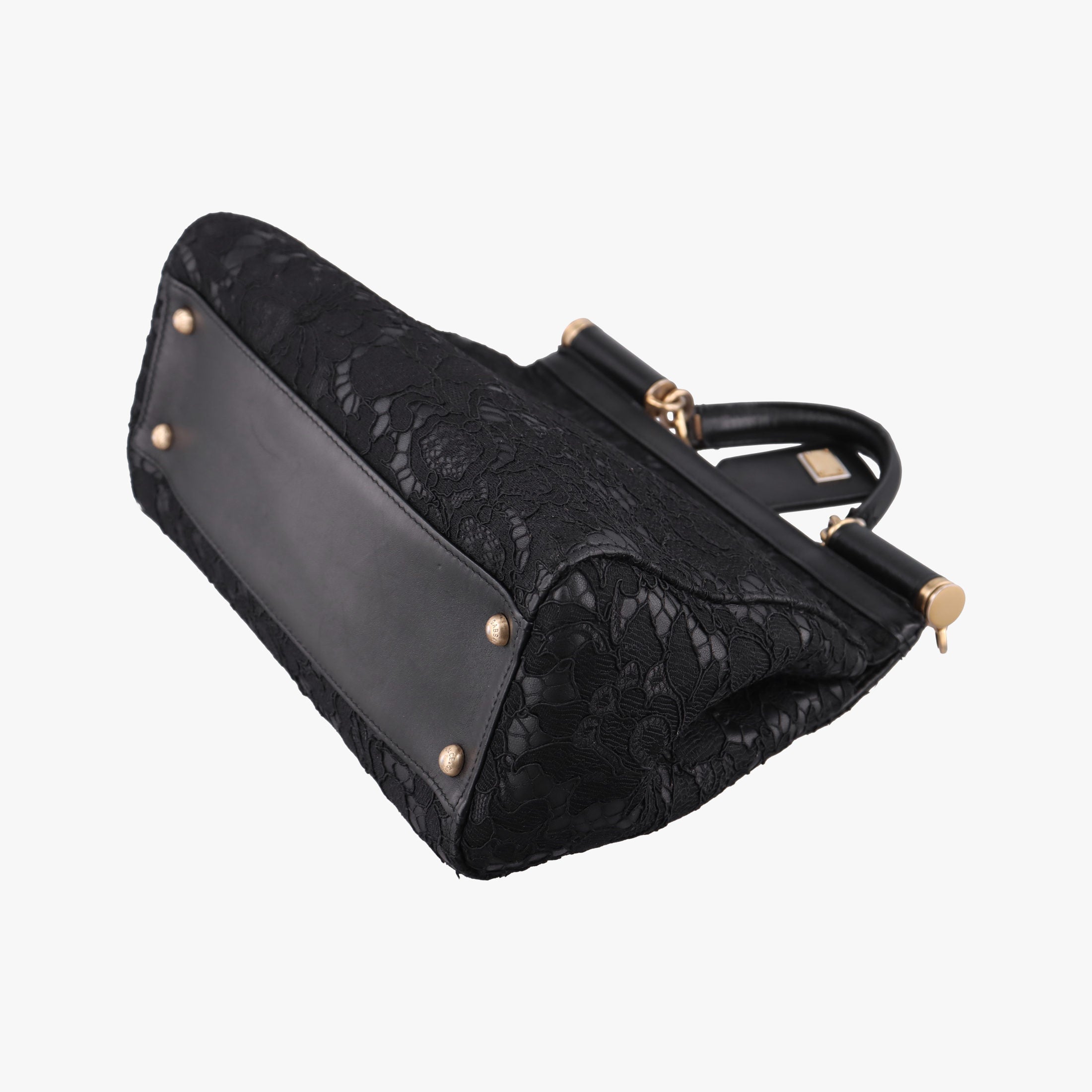 Pre-owned Dolce & Gabbana SICILY Black Leather×Crochet  shoulderbag | stylenewstar
