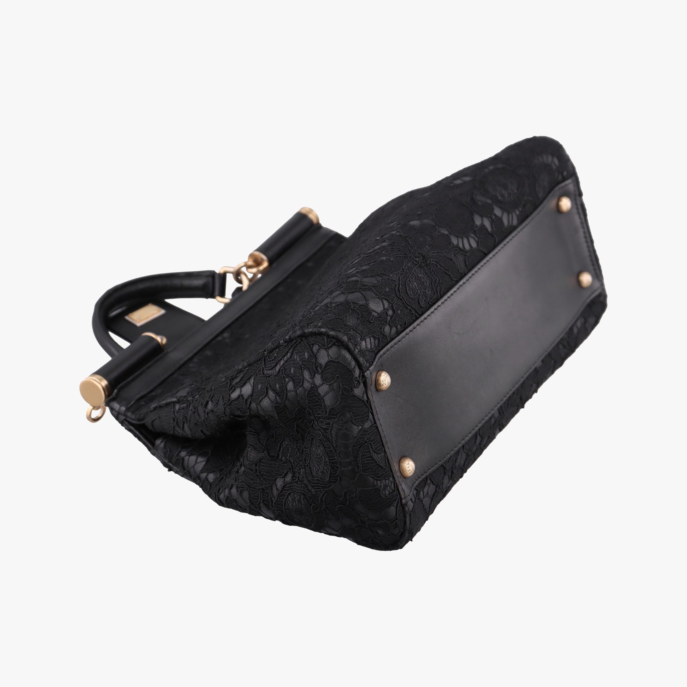 Pre-owned Dolce & Gabbana SICILY Black Leather×Crochet  shoulderbag | stylenewstar