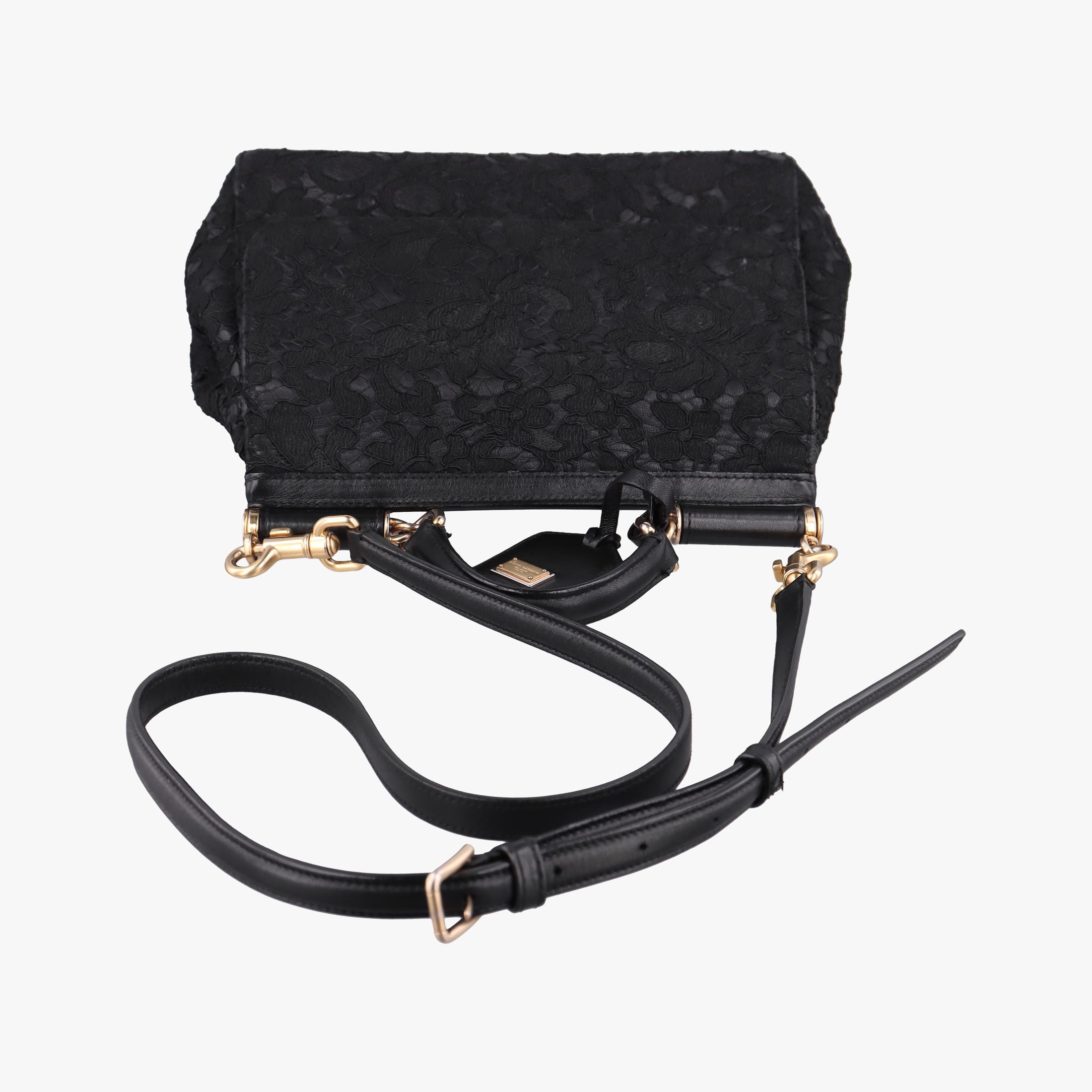 Pre-owned Dolce & Gabbana SICILY Black Leather×Crochet  shoulderbag | stylenewstar