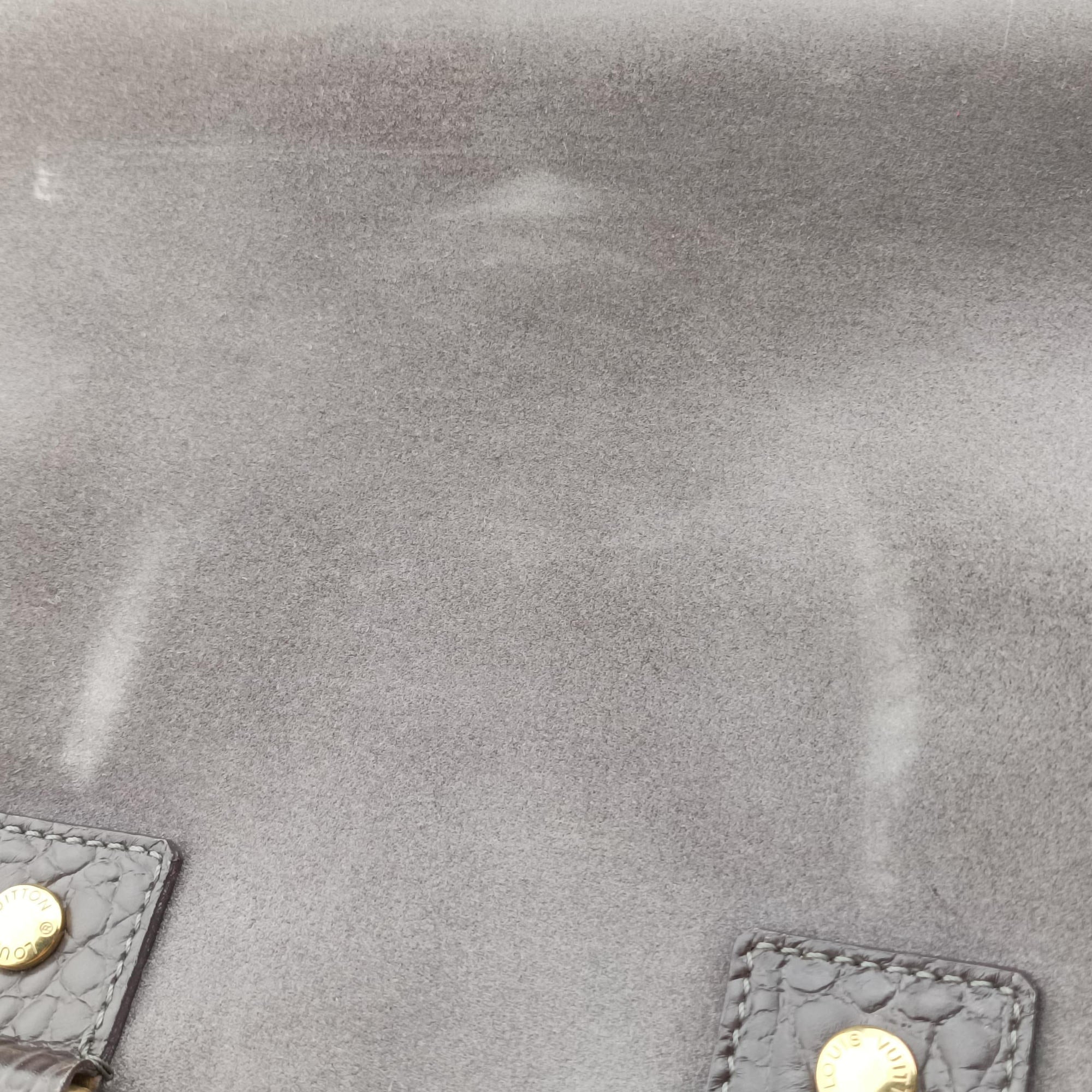 Vintage Louis Vuitton Havane Stamped Trunk Bowler Grey Suede× Leather M95237 handbag | stylenewstar