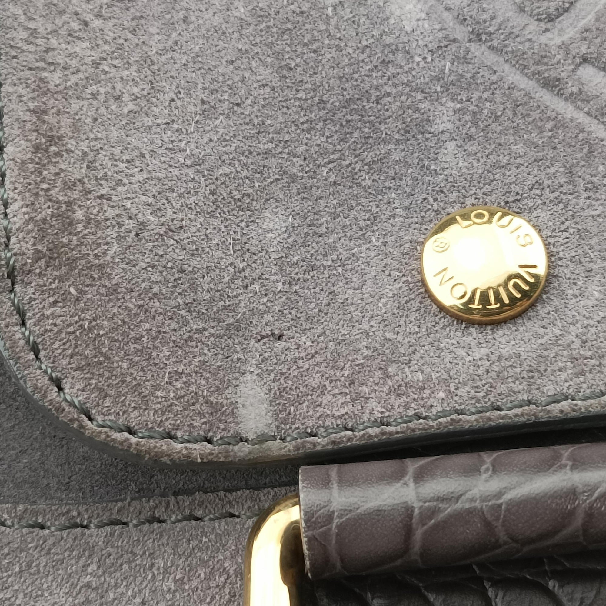 Vintage Louis Vuitton Havane Stamped Trunk Bowler Grey Suede× Leather M95237 handbag | stylenewstar