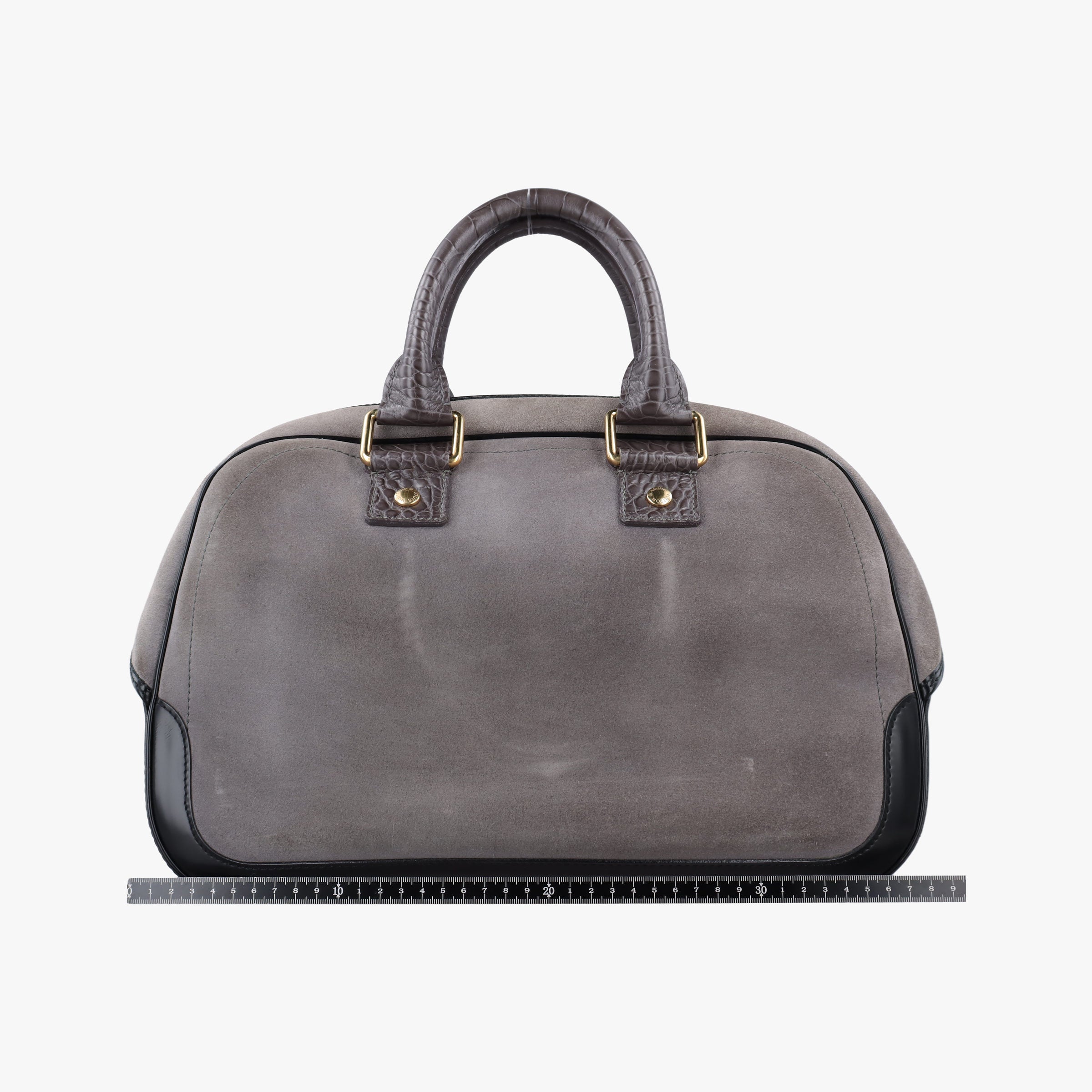 Vintage Louis Vuitton Havane Stamped Trunk Bowler Grey Suede× Leather M95237 handbag | stylenewstar