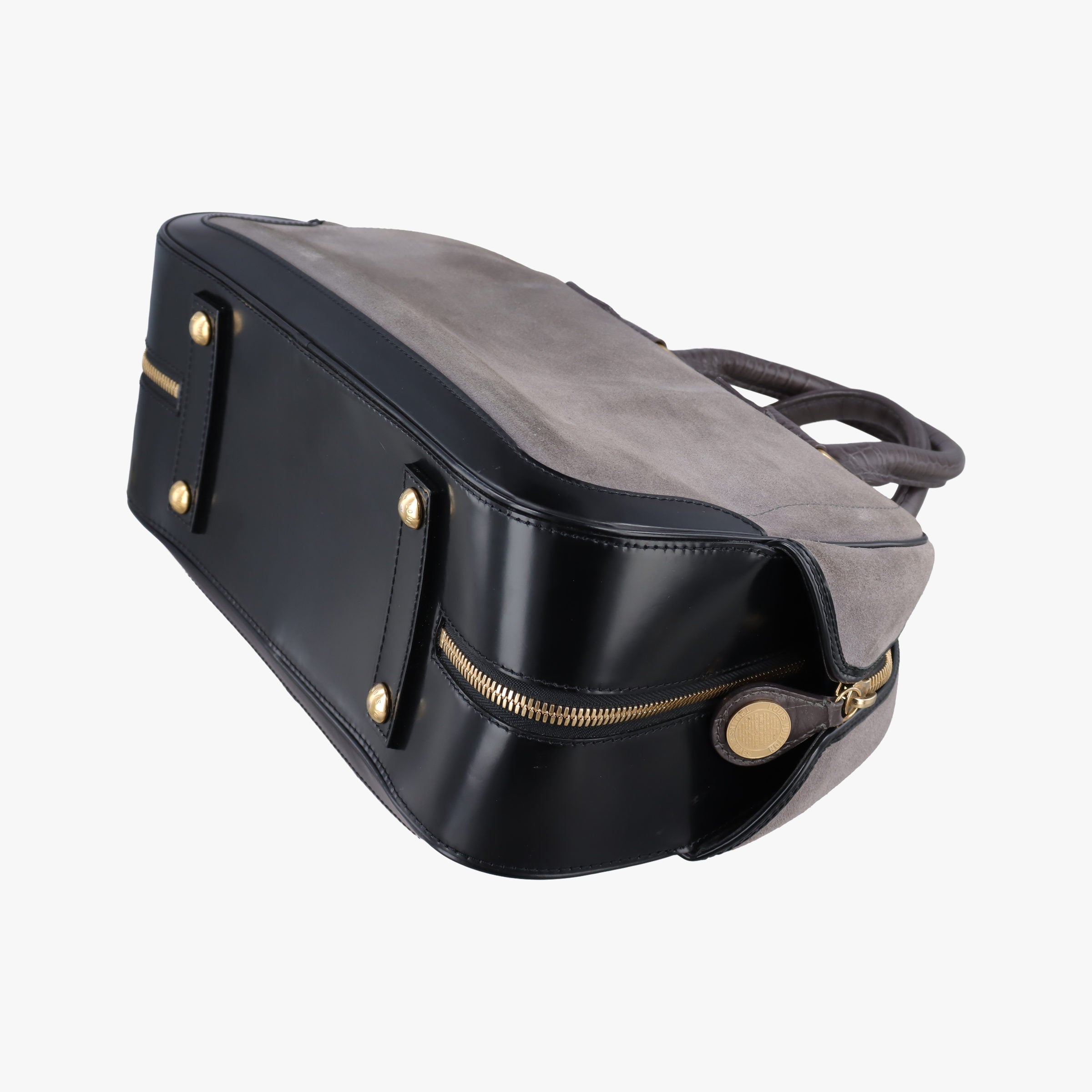 Vintage Louis Vuitton Havane Stamped Trunk Bowler Grey Suede× Leather M95237 handbag | stylenewstar