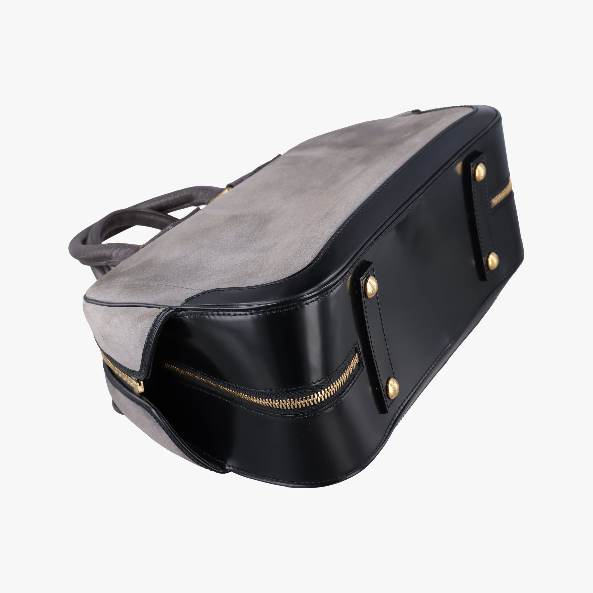 Vintage Louis Vuitton Havane Stamped Trunk Bowler Grey Suede× Leather M95237 handbag | stylenewstar