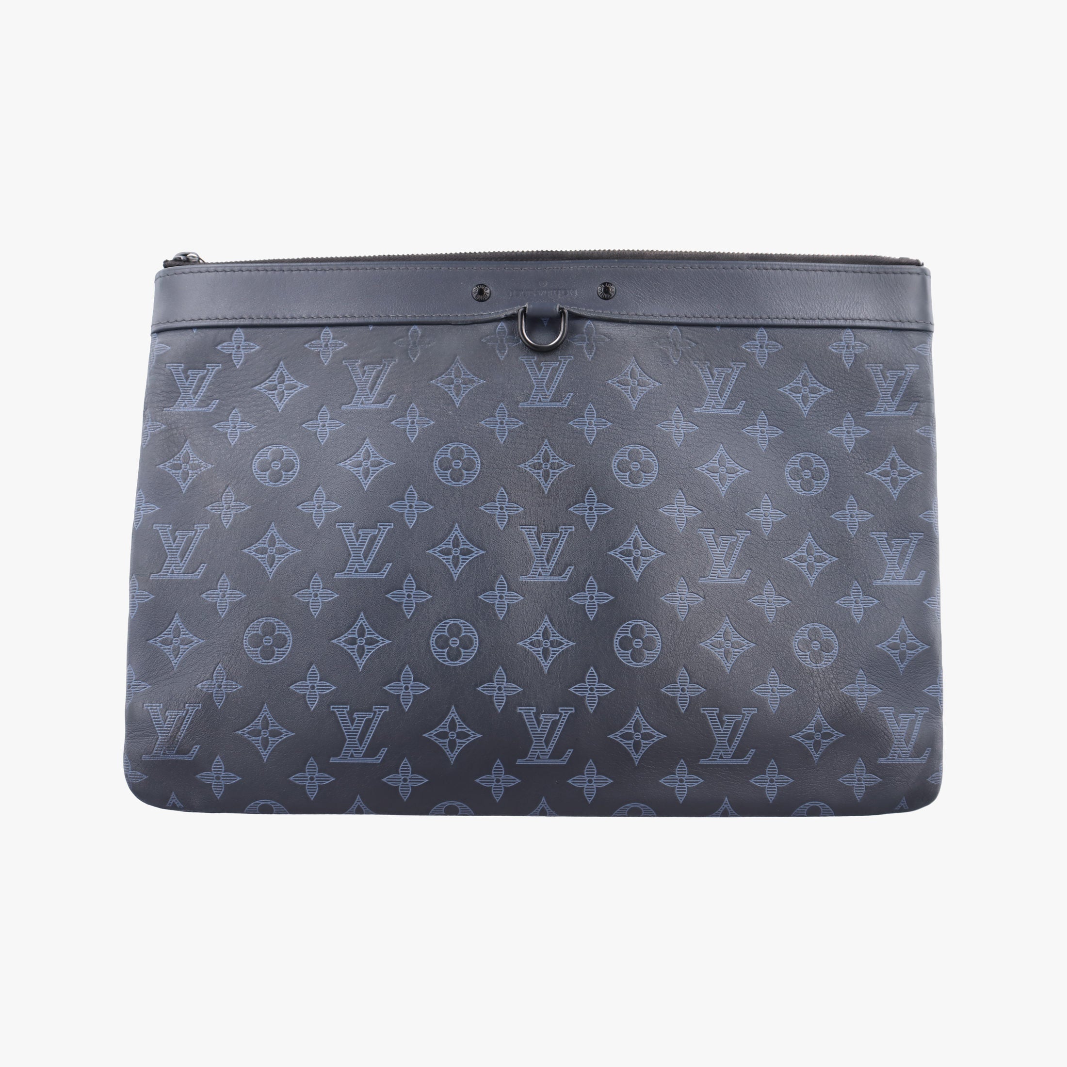 Vintage Louis Vuitton Discovery Pochette Gray Blue × Sky Blue Monogram Shadow M80425 clutchbag | stylenewstar