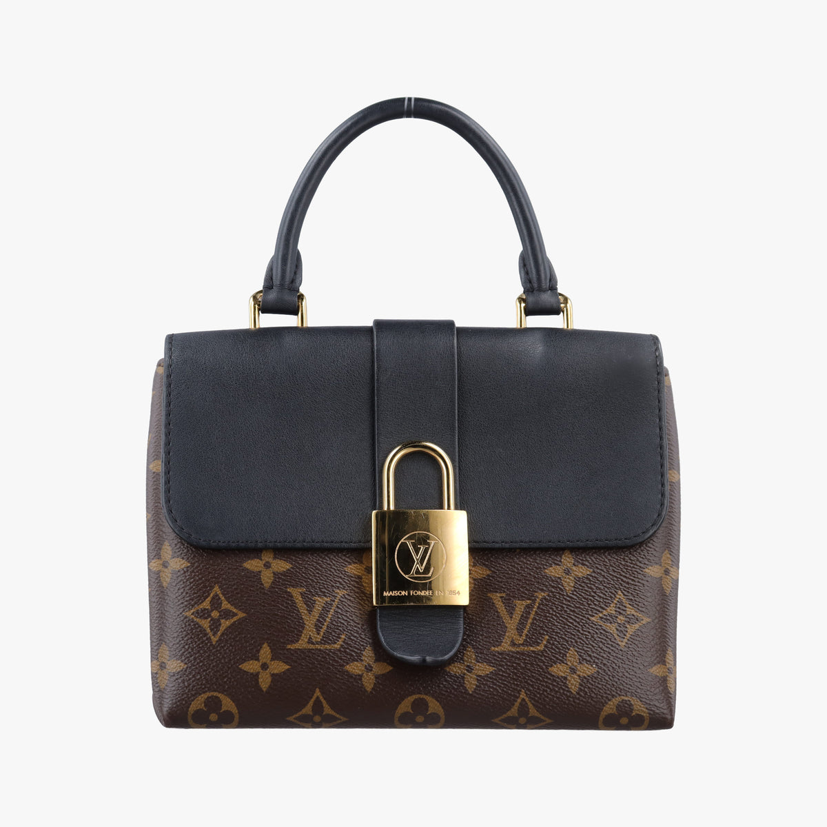 Secondhand Louis Vuitton Rocky BB Brown×black Monogram canvas×calf leather M44797 handbag | stylenewstar