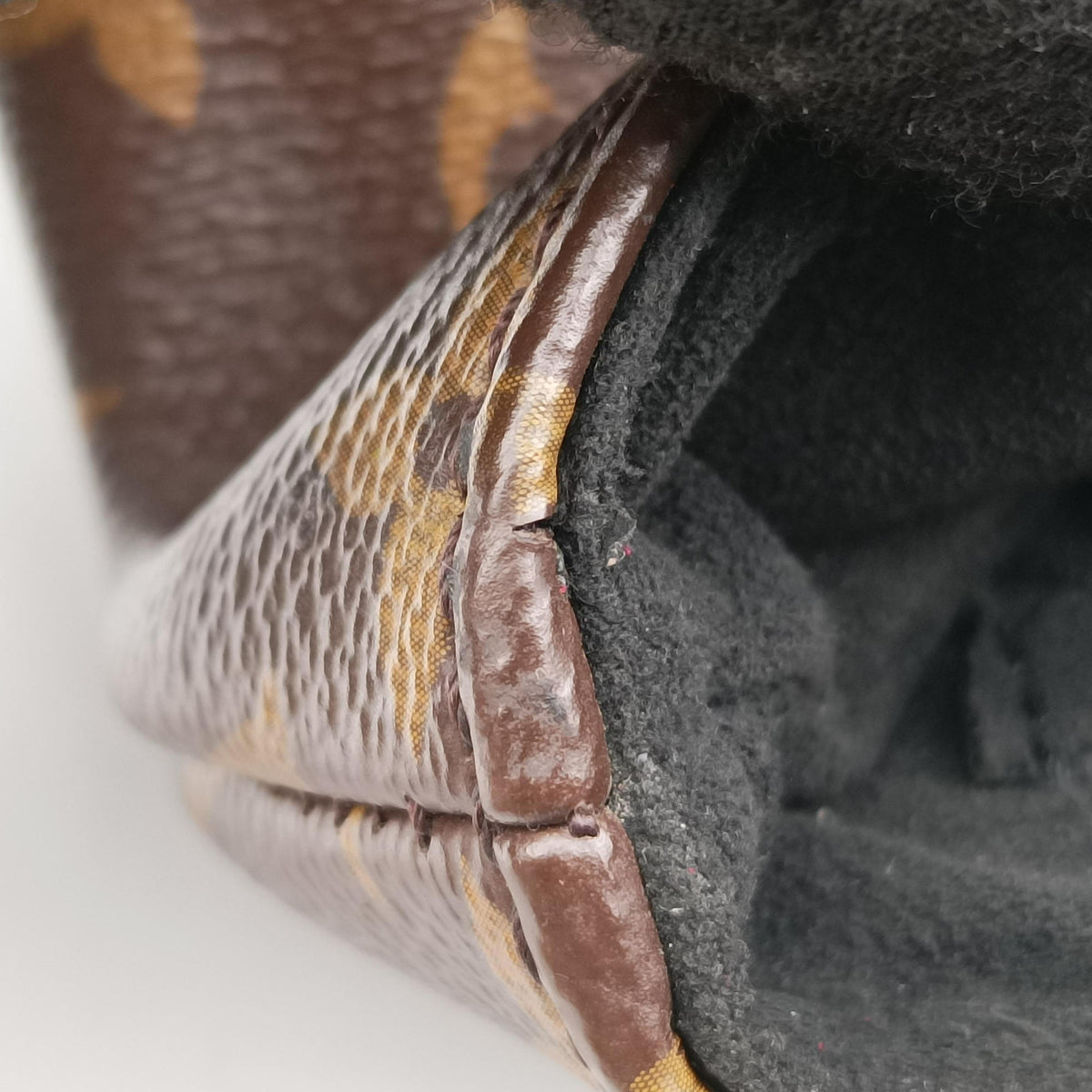Secondhand Louis Vuitton Rocky BB Brown×black Monogram canvas×calf leather M44797 handbag | stylenewstar