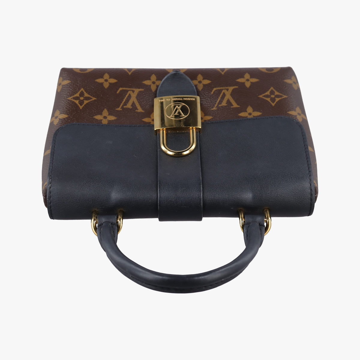 Secondhand Louis Vuitton Rocky BB Brown×black Monogram canvas×calf leather M44797 handbag | stylenewstar