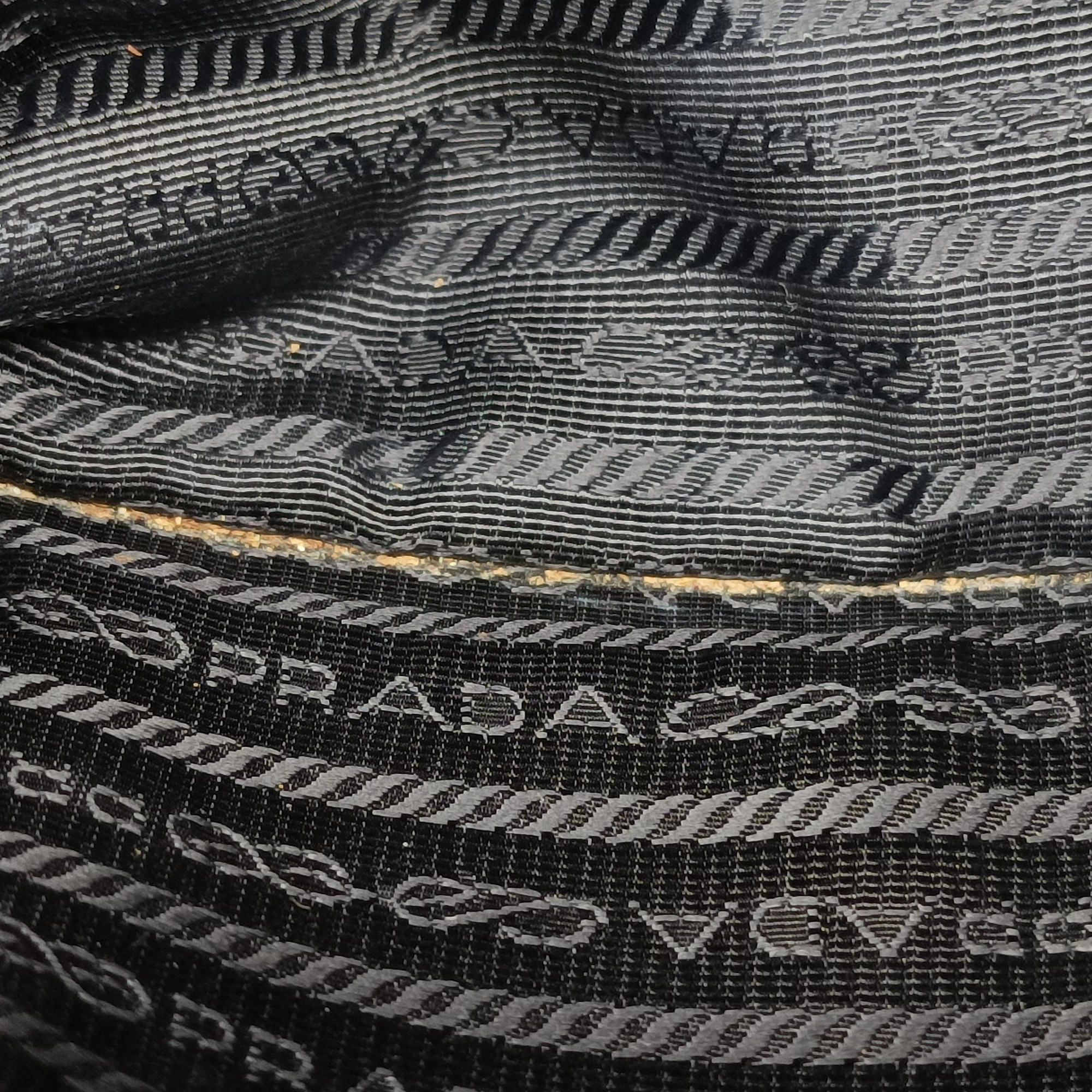 Pre-owned Prada Plex Ribbon black×green×grey Leather 1BD067 shoulderbag | stylenewstar