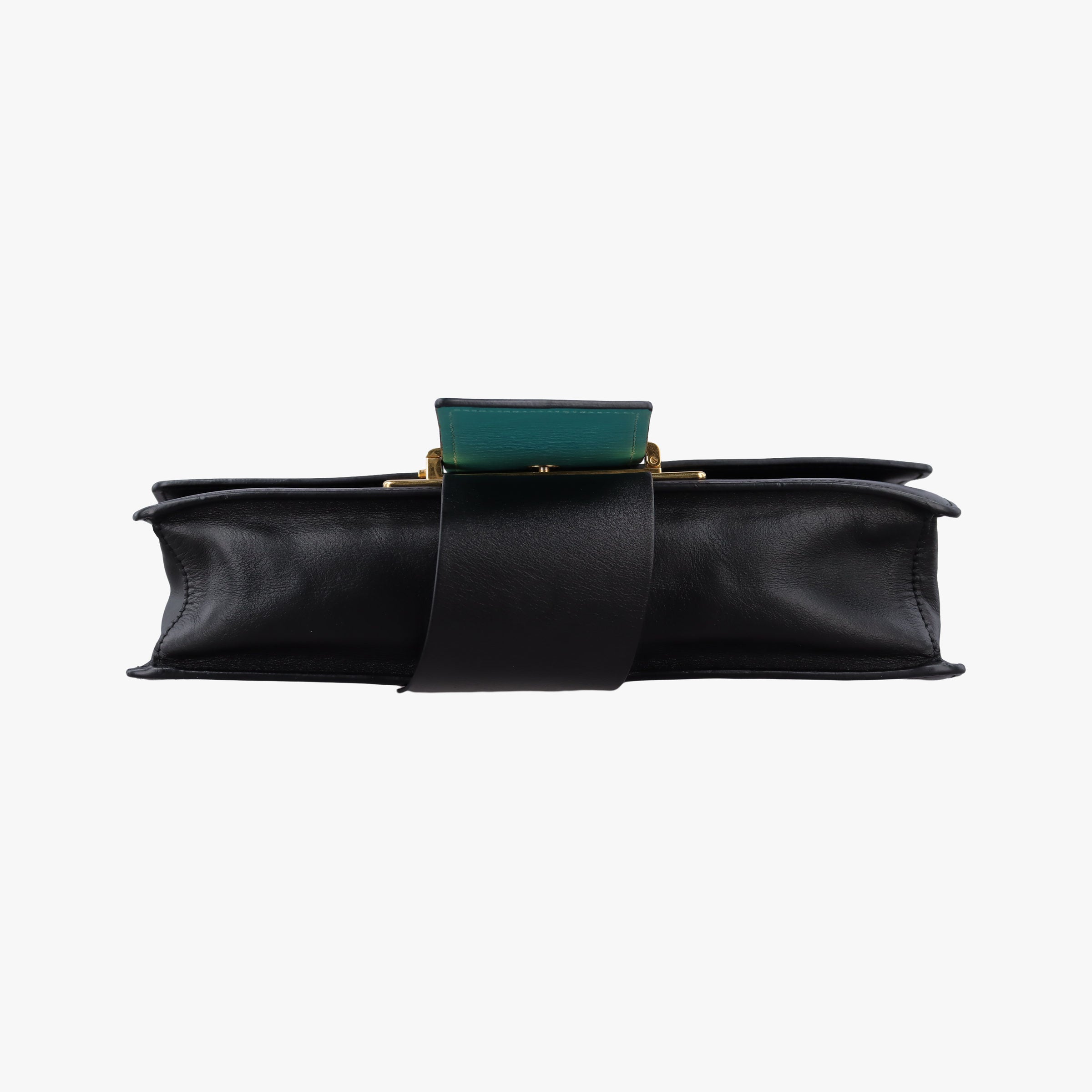 Pre-owned Prada Plex Ribbon black×green×grey Leather 1BD067 shoulderbag | stylenewstar