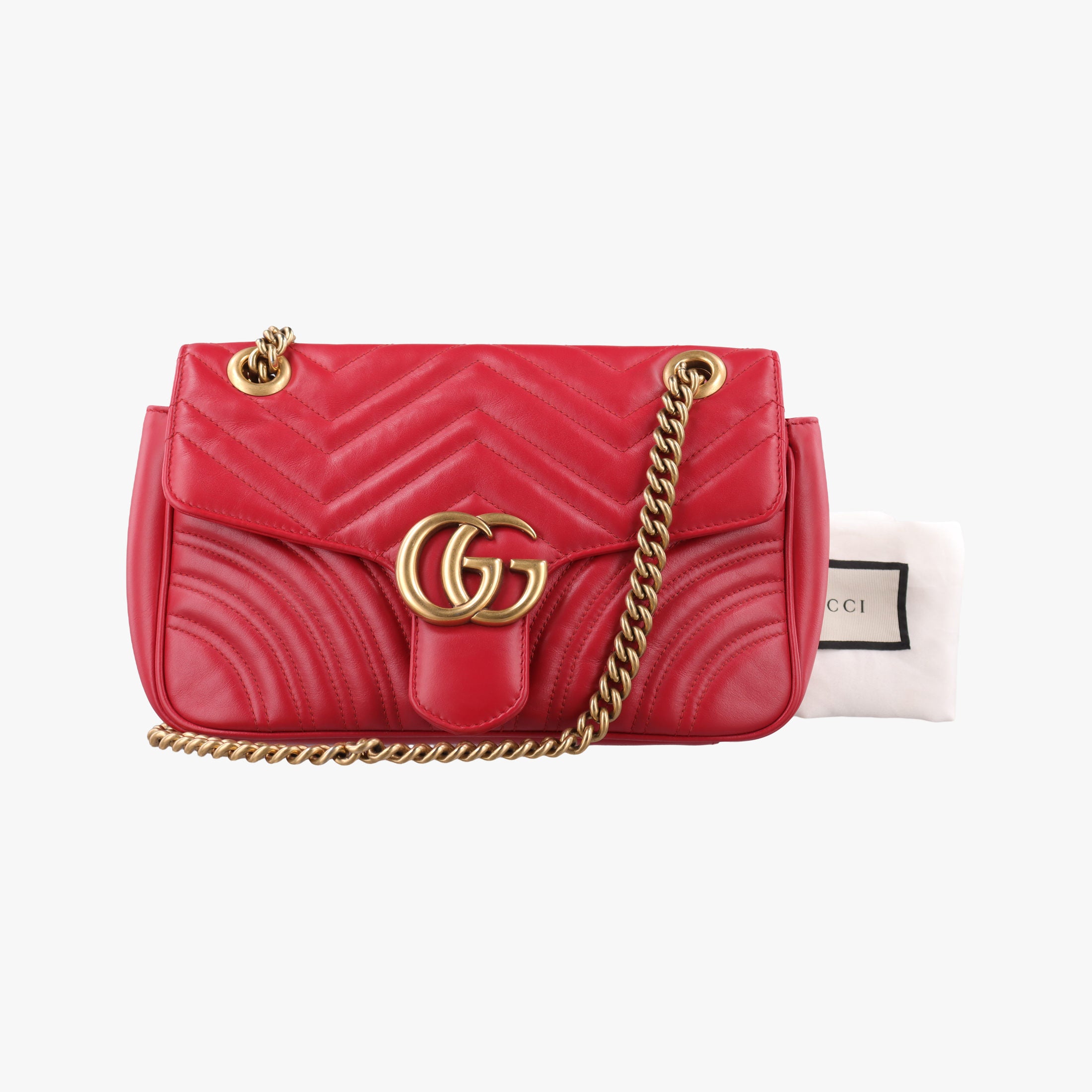 Secondhand Gucci GG Marmont Red Leather 443497 shoulderbag | stylenewstar