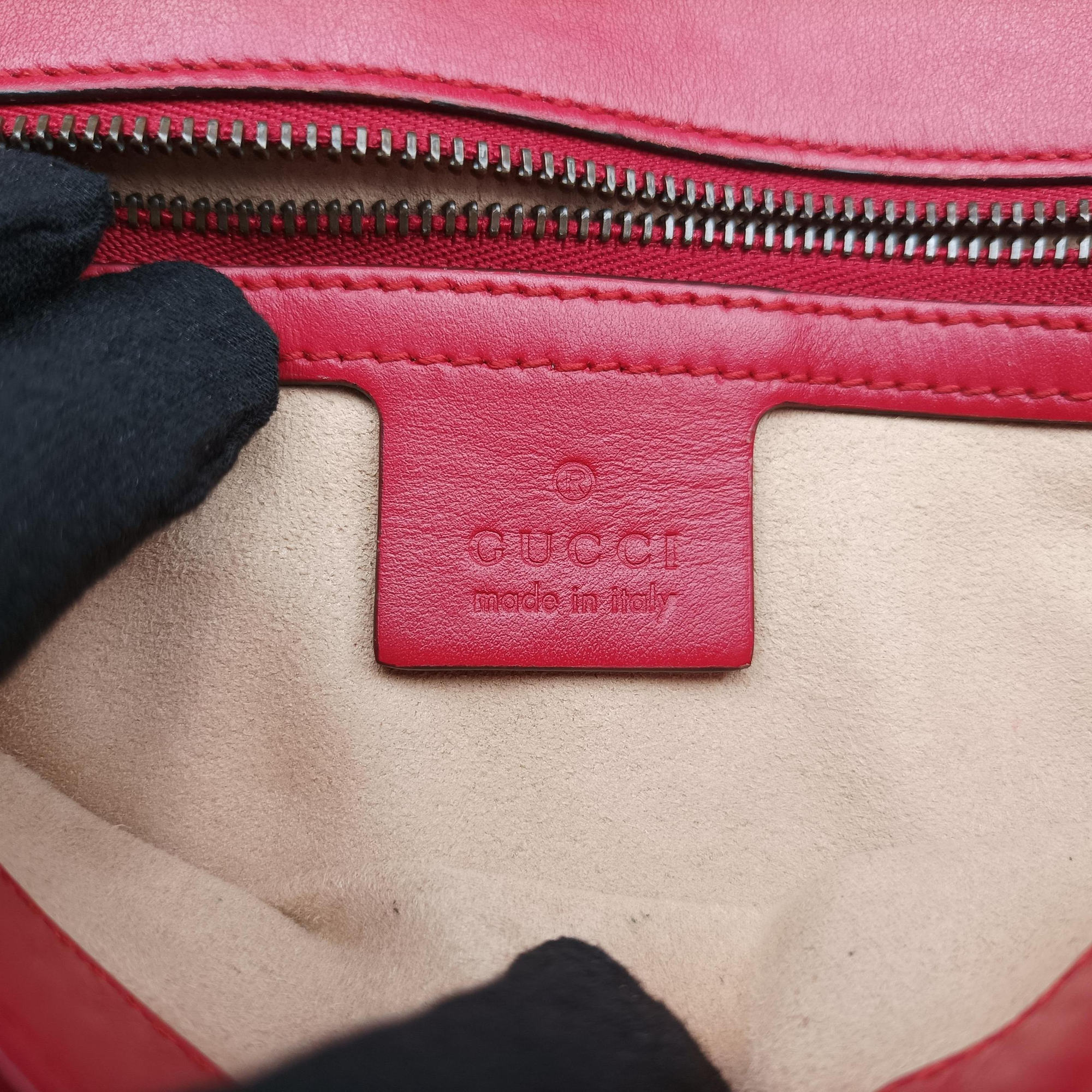 Secondhand Gucci GG Marmont Red Leather 443497 shoulderbag | stylenewstar