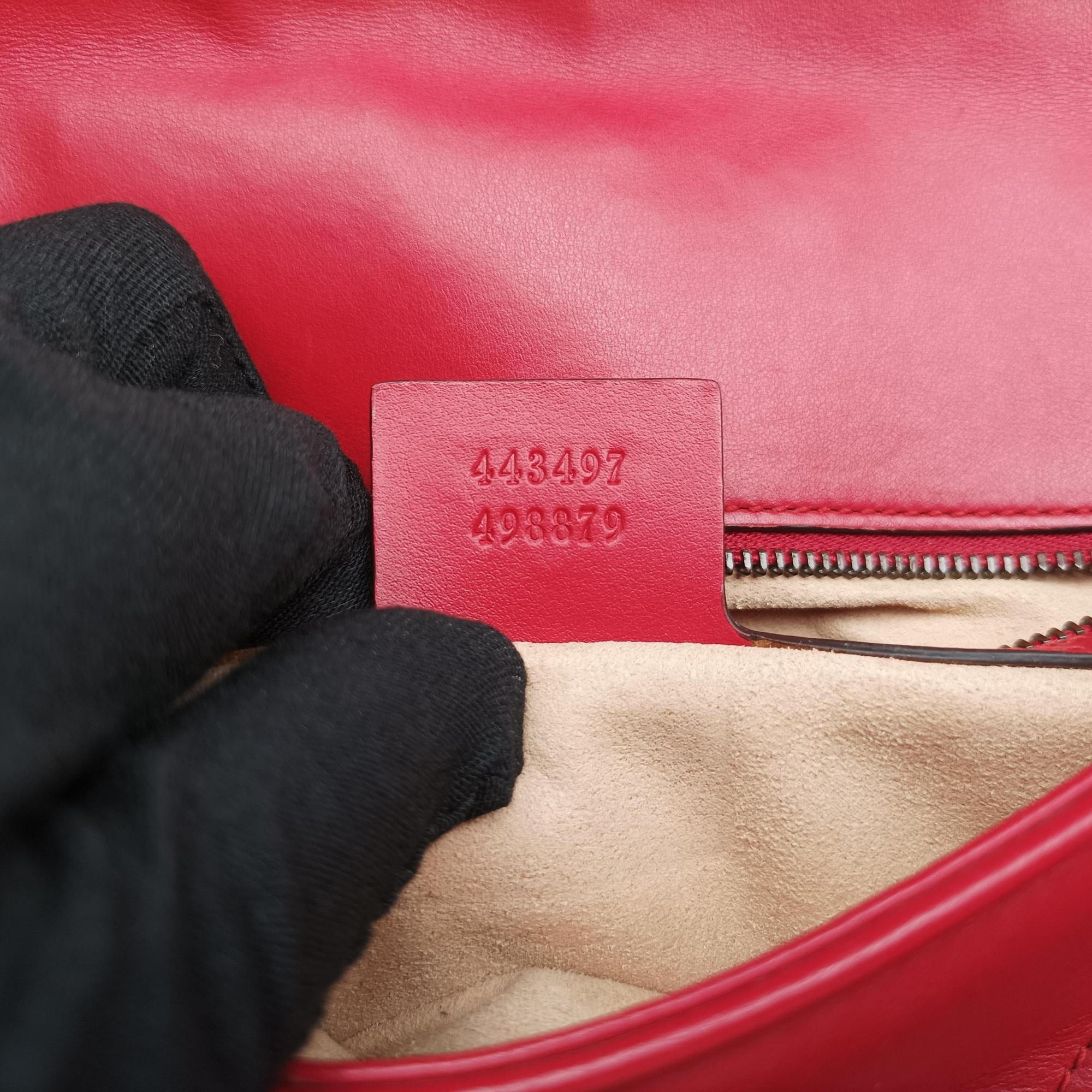 Secondhand Gucci GG Marmont Red Leather 443497 shoulderbag | stylenewstar