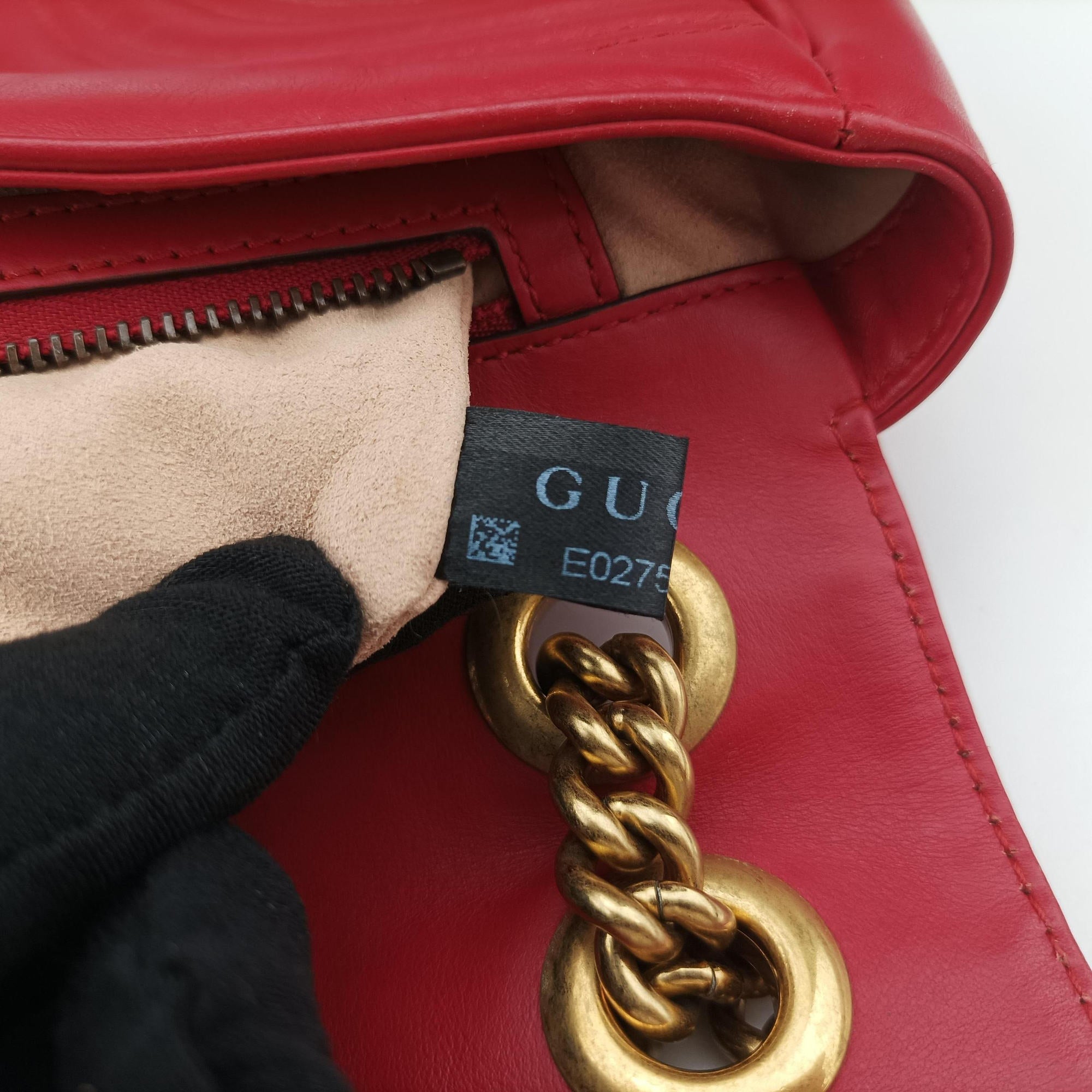 Secondhand Gucci GG Marmont Red Leather 443497 shoulderbag | stylenewstar