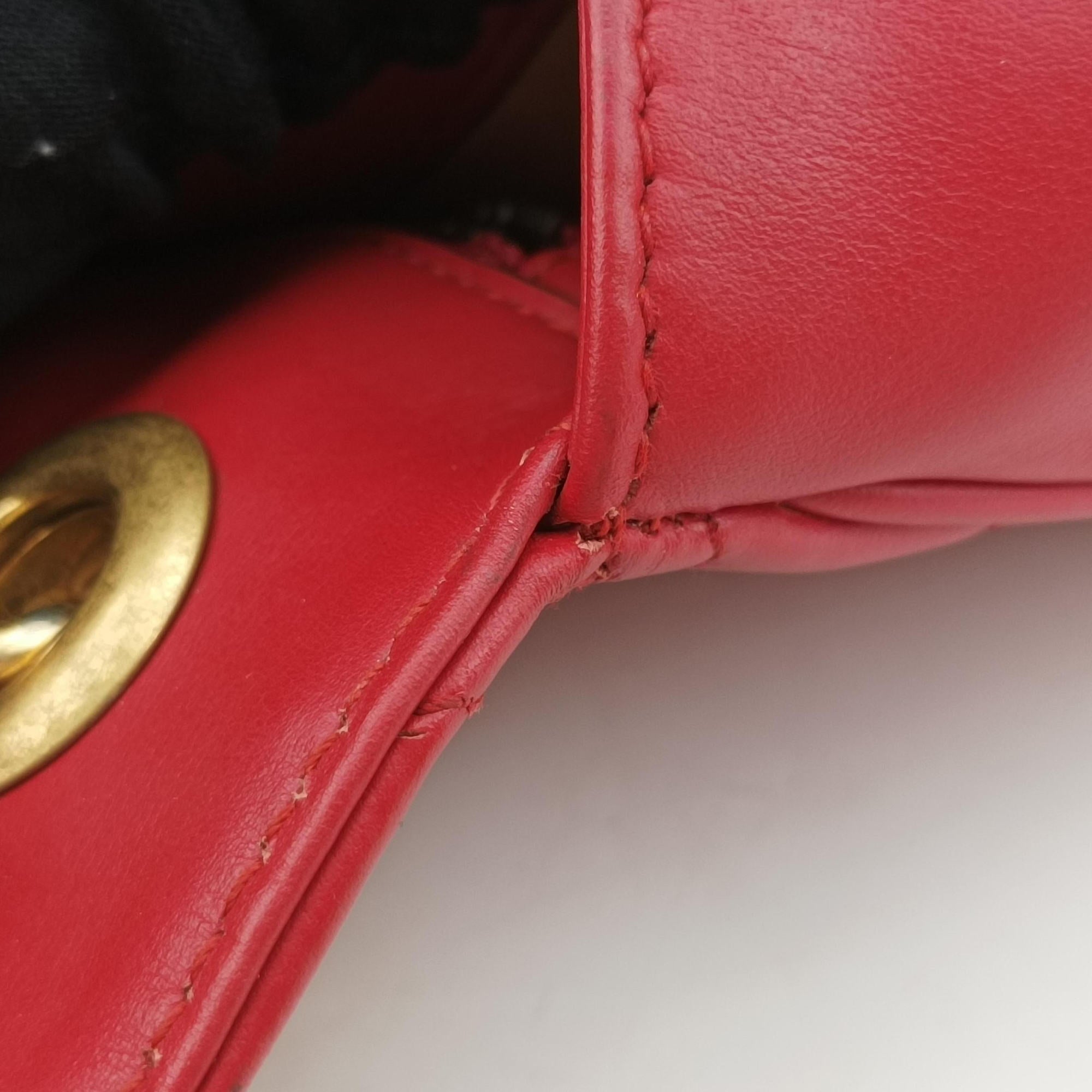 Secondhand Gucci GG Marmont Red Leather 443497 shoulderbag | stylenewstar