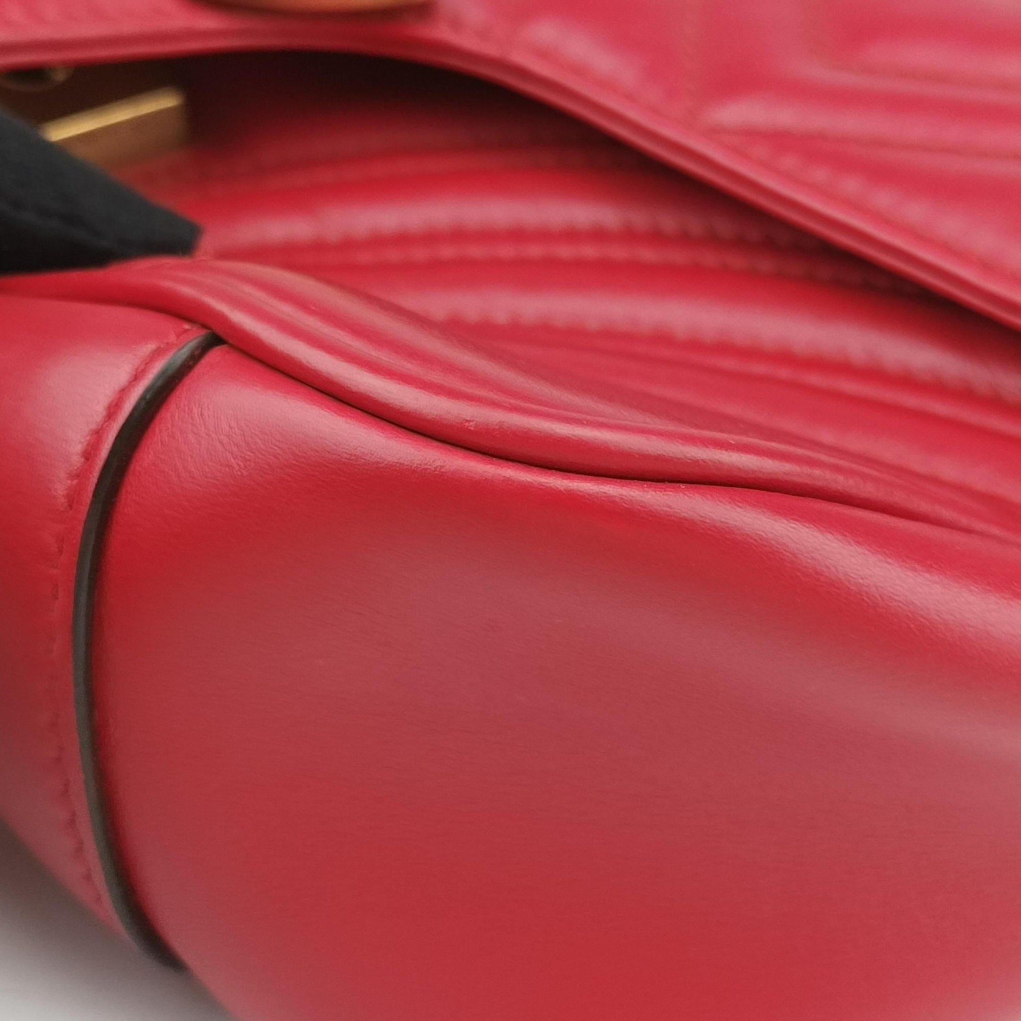 Secondhand Gucci GG Marmont Red Leather 443497 shoulderbag | stylenewstar