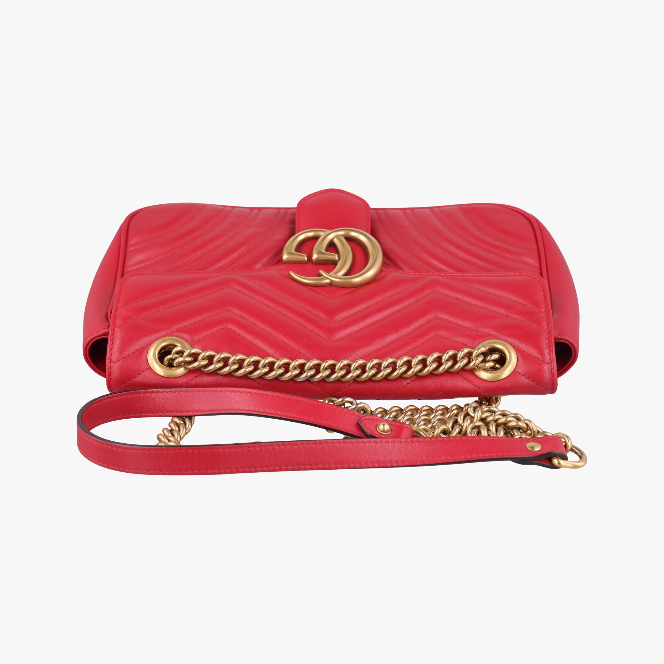 Secondhand Gucci GG Marmont Red Leather 443497 shoulderbag | stylenewstar