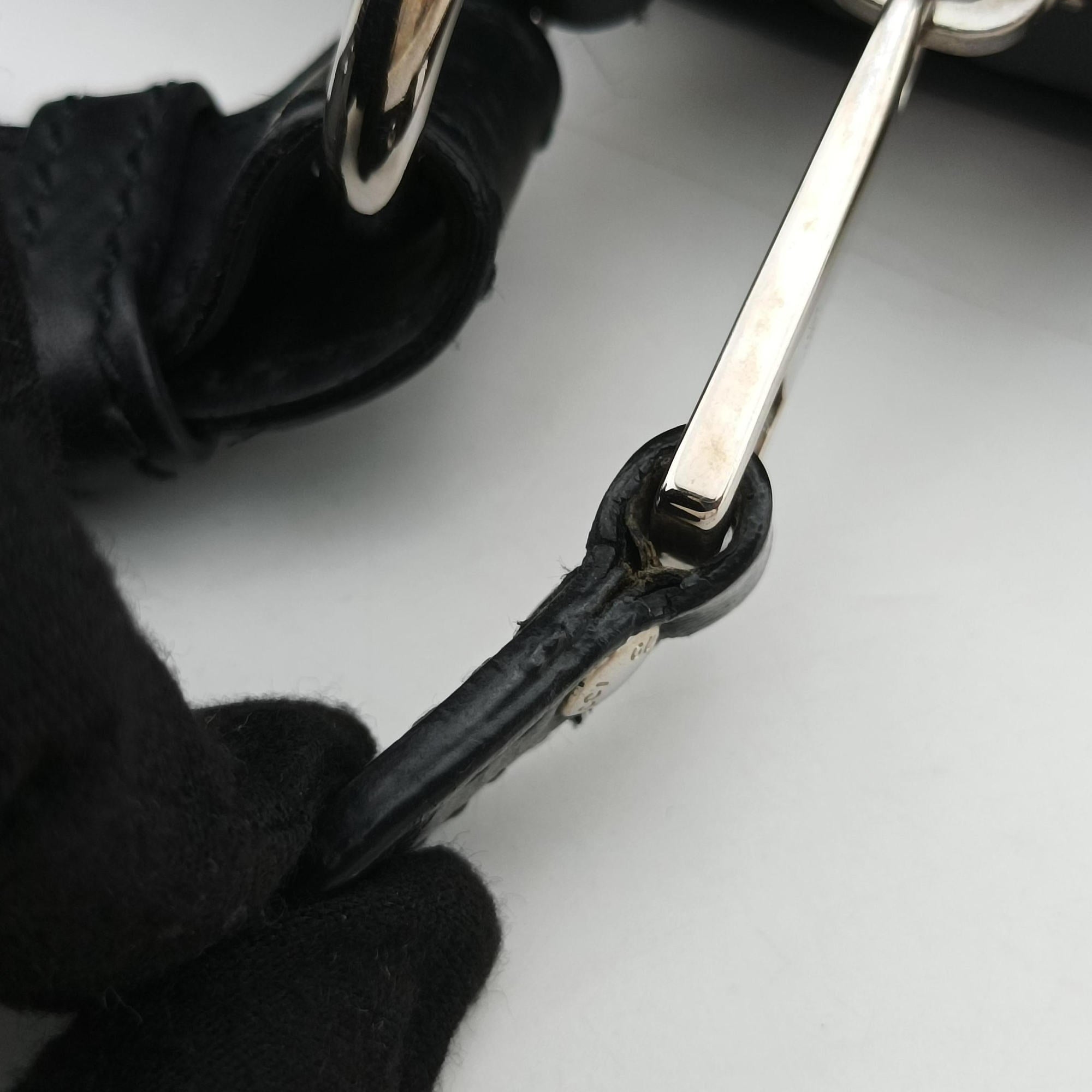 Pre-owned Gucci Guccissima Briefcase Business Black Leather 328937 shoulderbag | stylenewstar