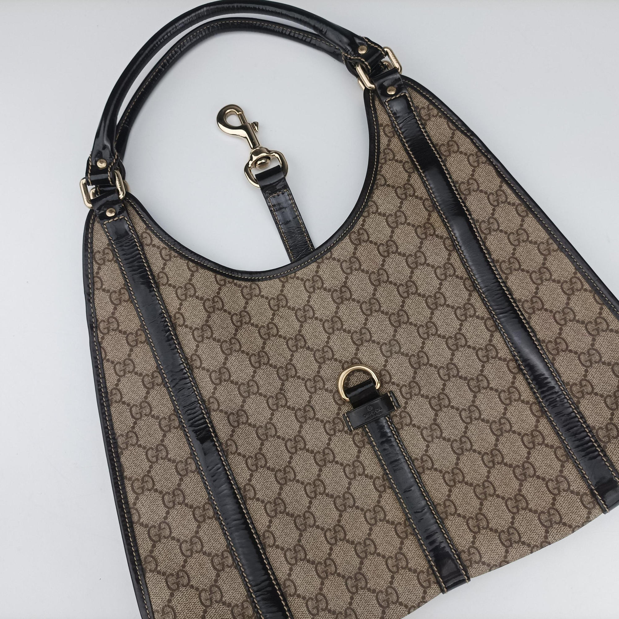 Pre-owned Gucci New Jackie Brown PVC coated canvas × leather 203494 handbag | stylenewstar