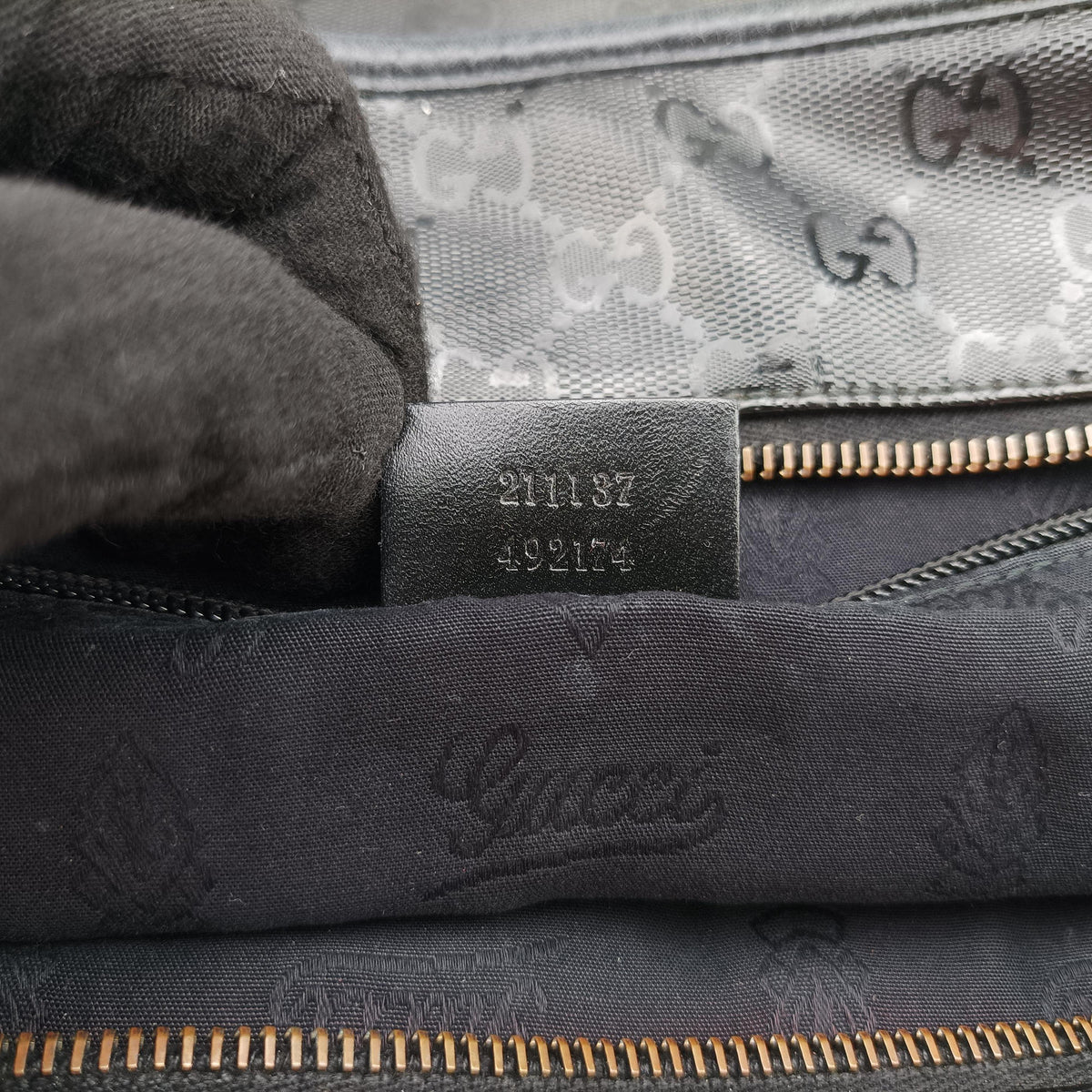 Pre-owned Gucci GG Imprime Black PVC coated canvas×Leather 211137 handbag | stylenewstar
