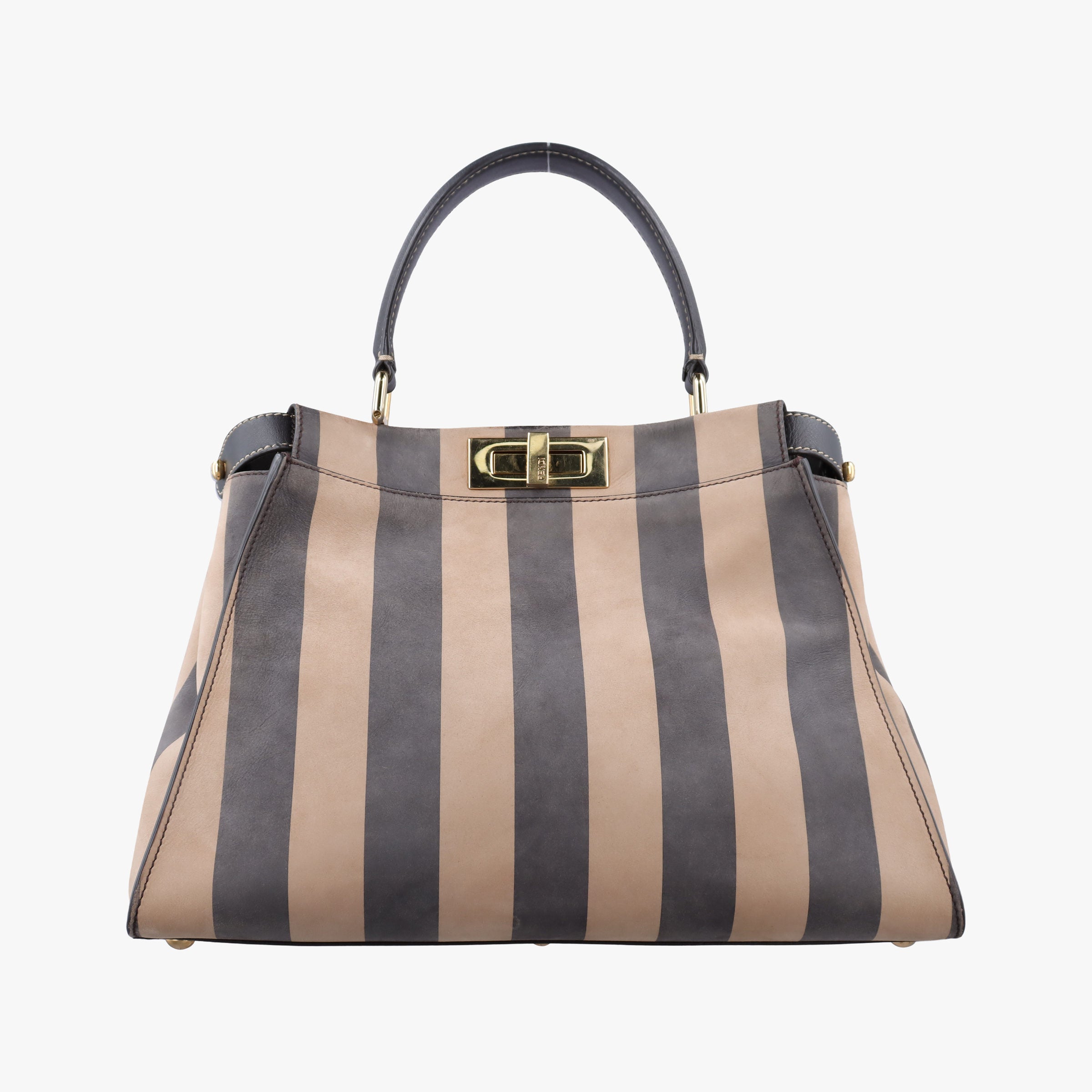 Pre-owned Fendi PEEKABOO Tobacco Brown × Black Nubuck Leather × Smooth Leather 8BN290 handbag | stylenewstar