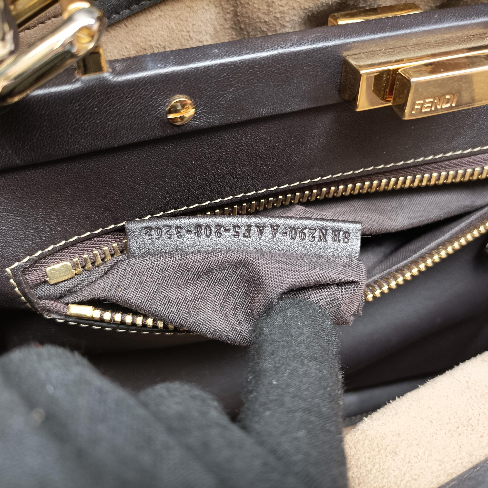 Pre-owned Fendi PEEKABOO Tobacco Brown × Black Nubuck Leather × Smooth Leather 8BN290 handbag | stylenewstar