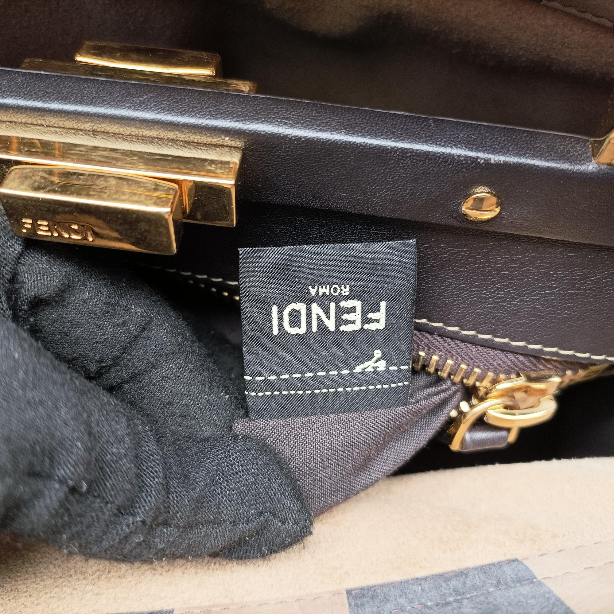 Pre-owned Fendi PEEKABOO Tobacco Brown × Black Nubuck Leather × Smooth Leather 8BN290 handbag | stylenewstar