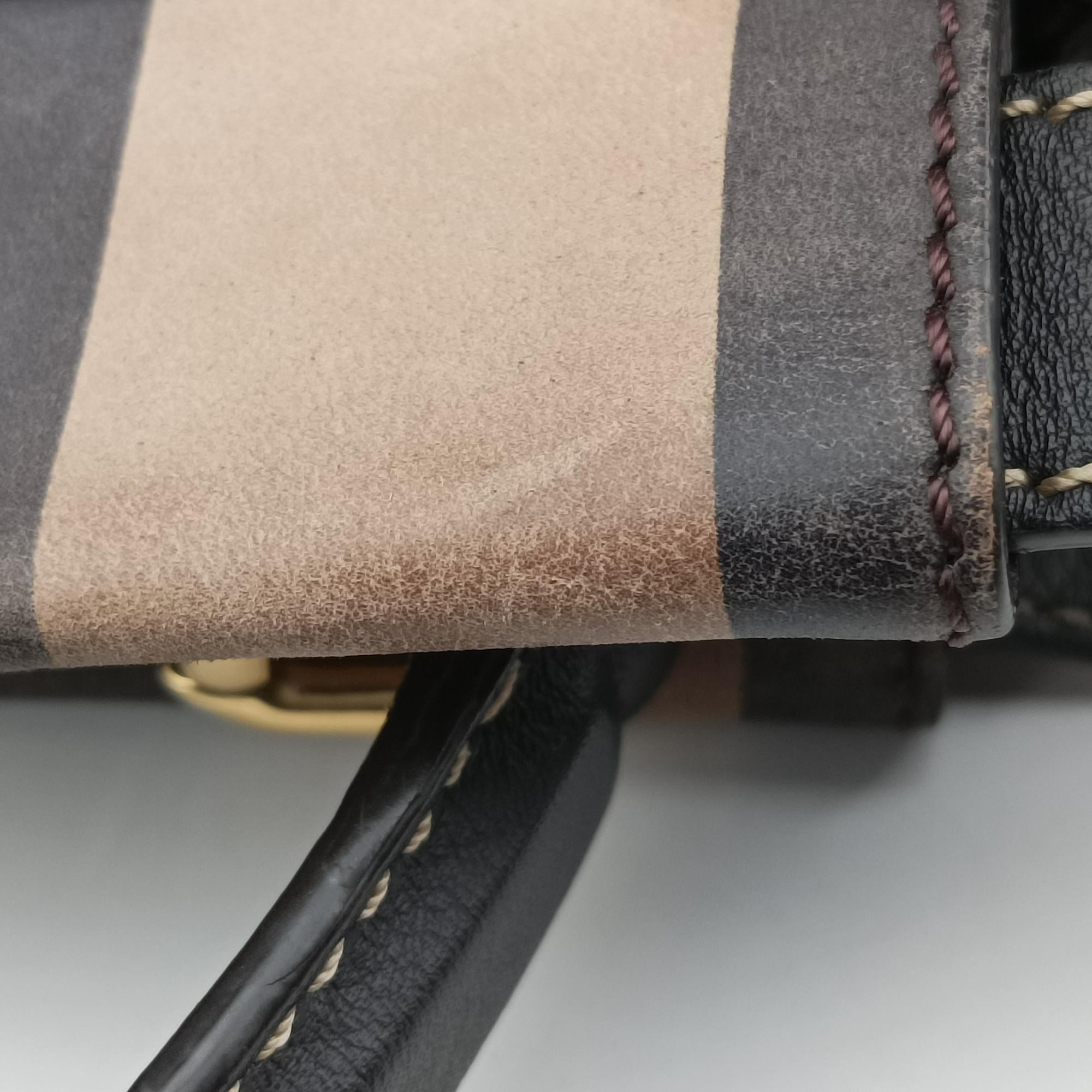 Pre-owned Fendi PEEKABOO Tobacco Brown × Black Nubuck Leather × Smooth Leather 8BN290 handbag | stylenewstar