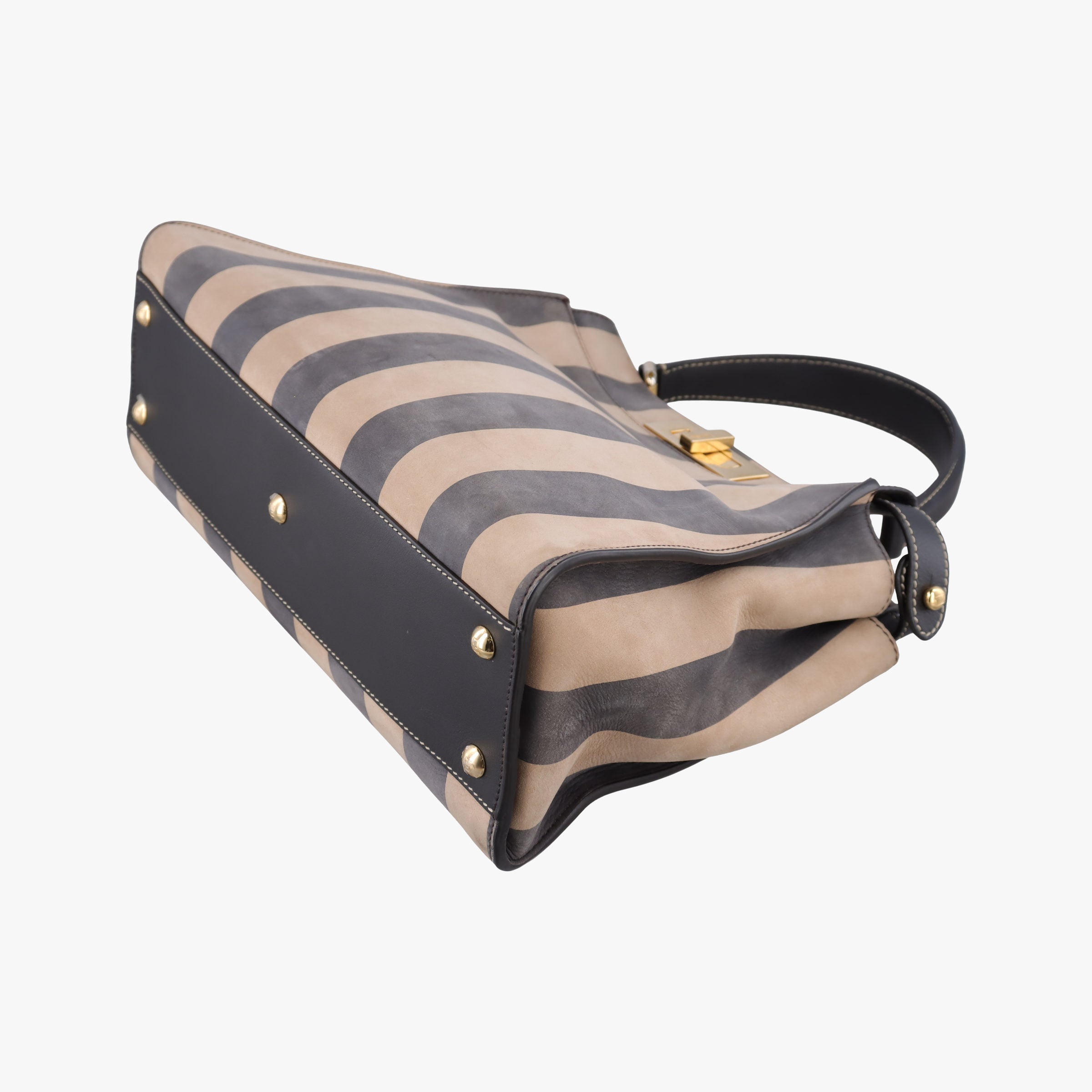 Pre-owned Fendi PEEKABOO Tobacco Brown × Black Nubuck Leather × Smooth Leather 8BN290 handbag | stylenewstar