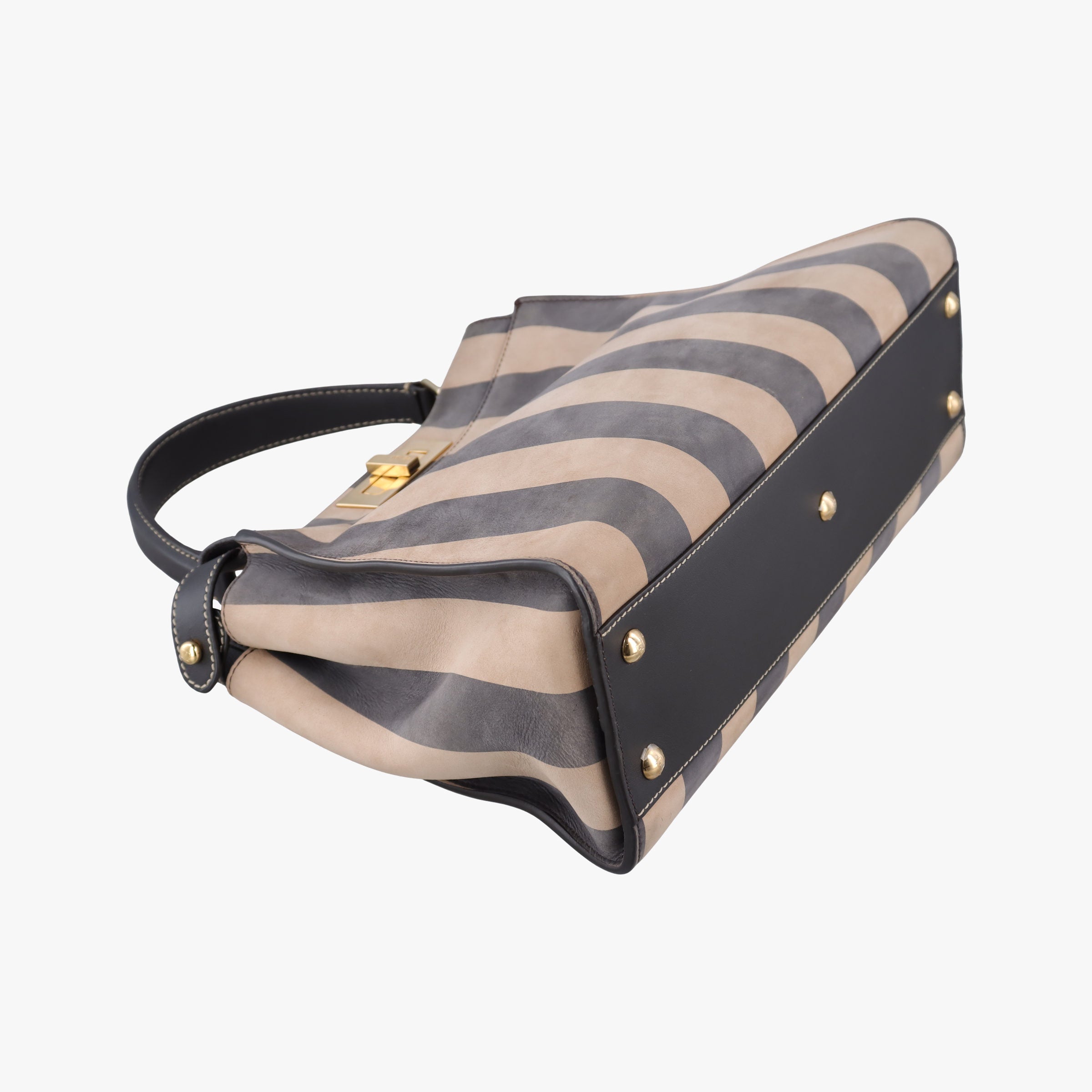 Pre-owned Fendi PEEKABOO Tobacco Brown × Black Nubuck Leather × Smooth Leather 8BN290 handbag | stylenewstar