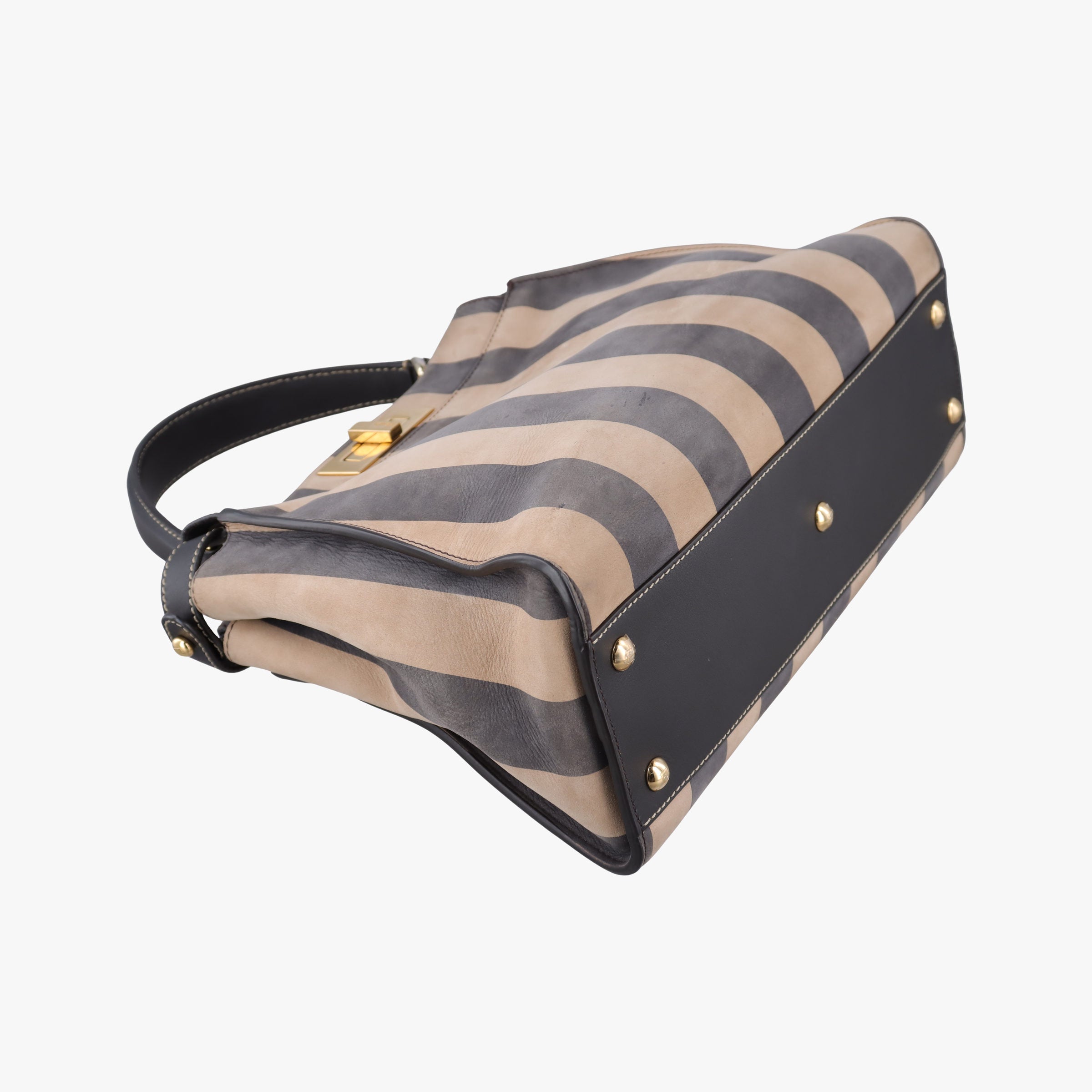 Pre-owned Fendi PEEKABOO Tobacco Brown × Black Nubuck Leather × Smooth Leather 8BN290 handbag | stylenewstar