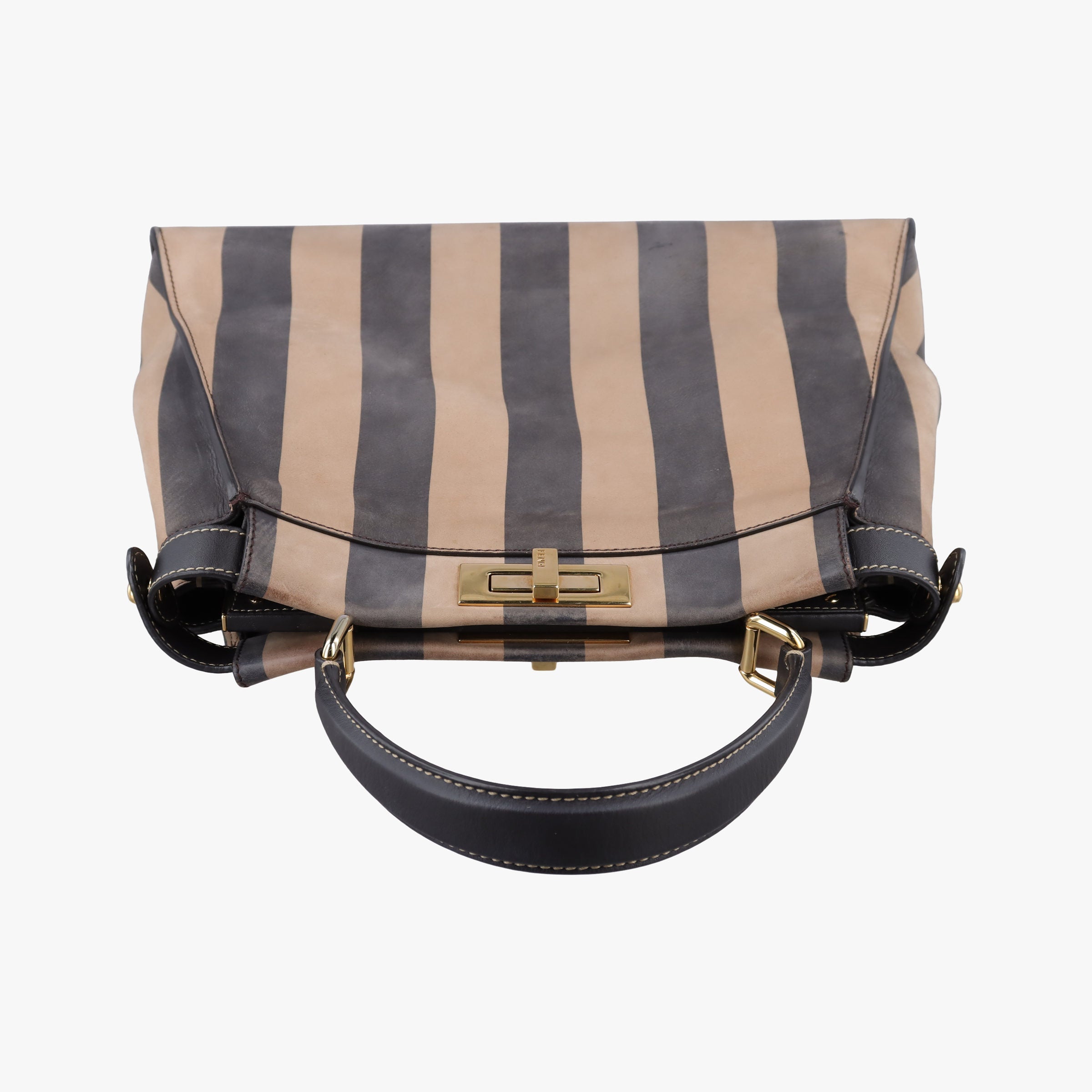 Pre-owned Fendi PEEKABOO Tobacco Brown × Black Nubuck Leather × Smooth Leather 8BN290 handbag | stylenewstar