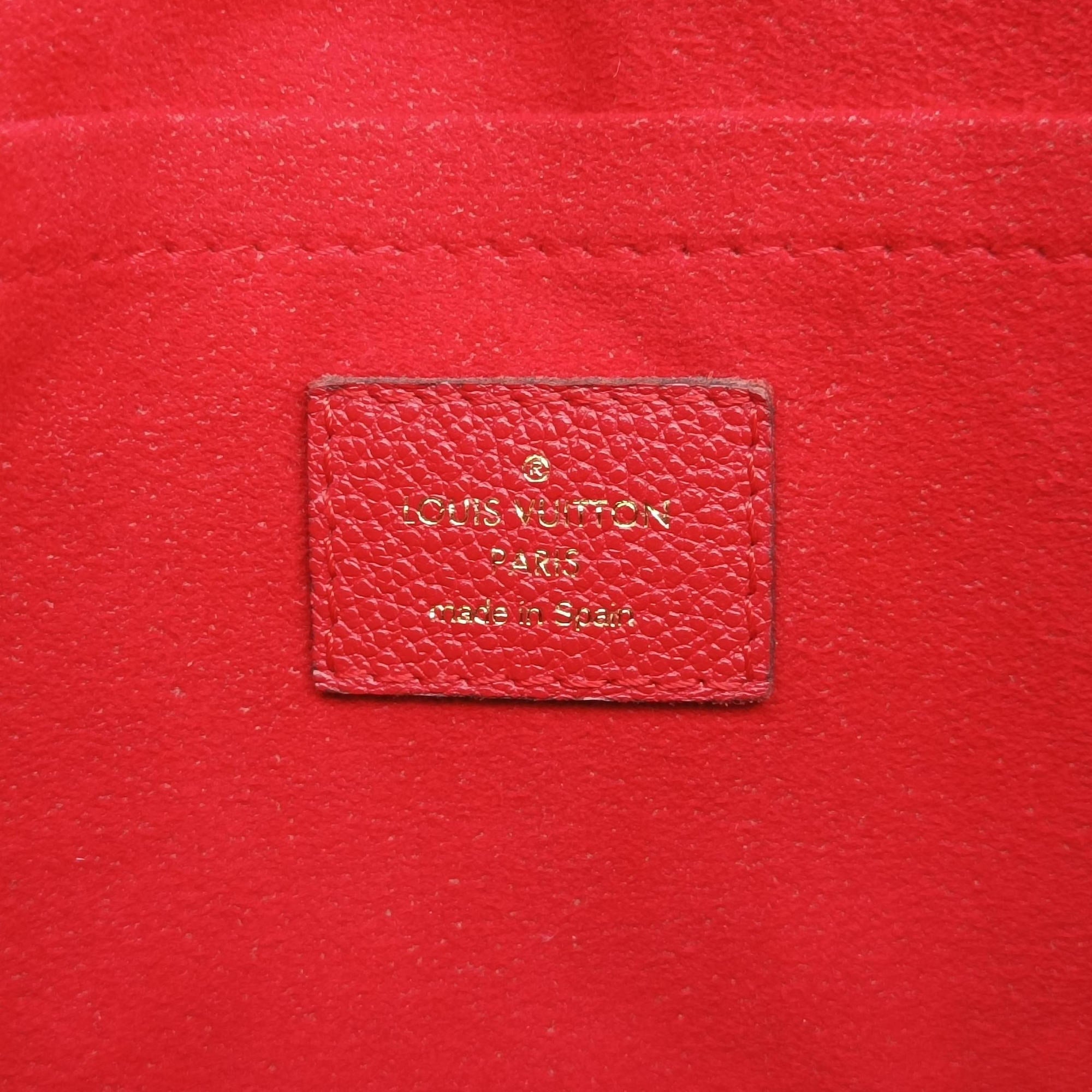 Pre-owned Louis Vuitton SAINT PLACIDE brown×CERISE Monogram Canvas×calf leather M43713 shoulderbag | stylenewstar