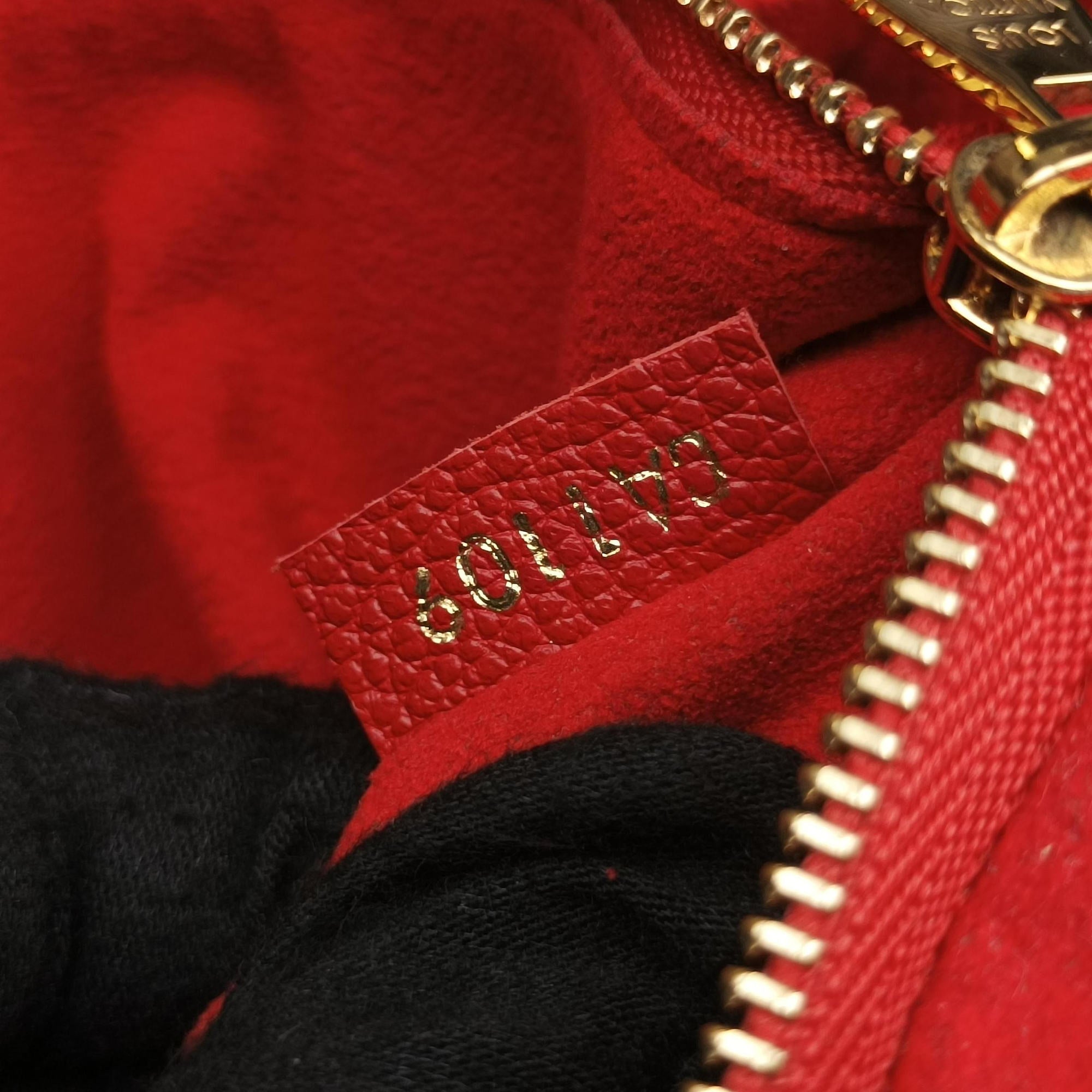Pre-owned Louis Vuitton SAINT PLACIDE brown×CERISE Monogram Canvas×calf leather M43713 shoulderbag | stylenewstar