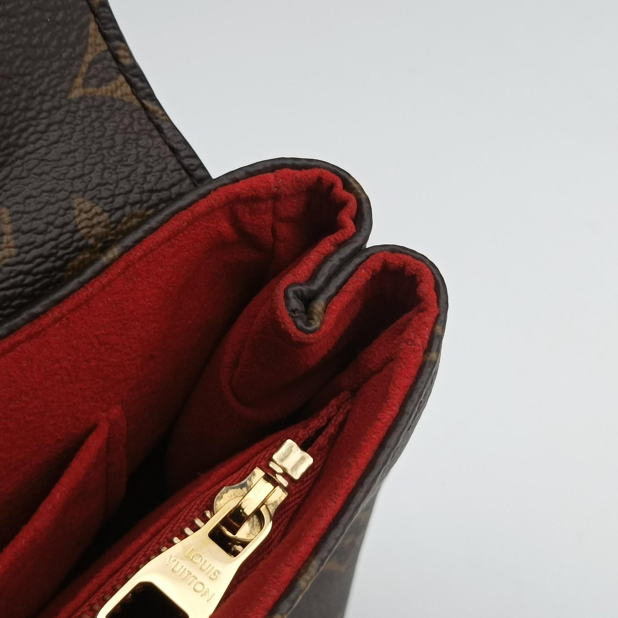 Pre-owned Louis Vuitton SAINT PLACIDE brown×CERISE Monogram Canvas×calf leather M43713 shoulderbag | stylenewstar