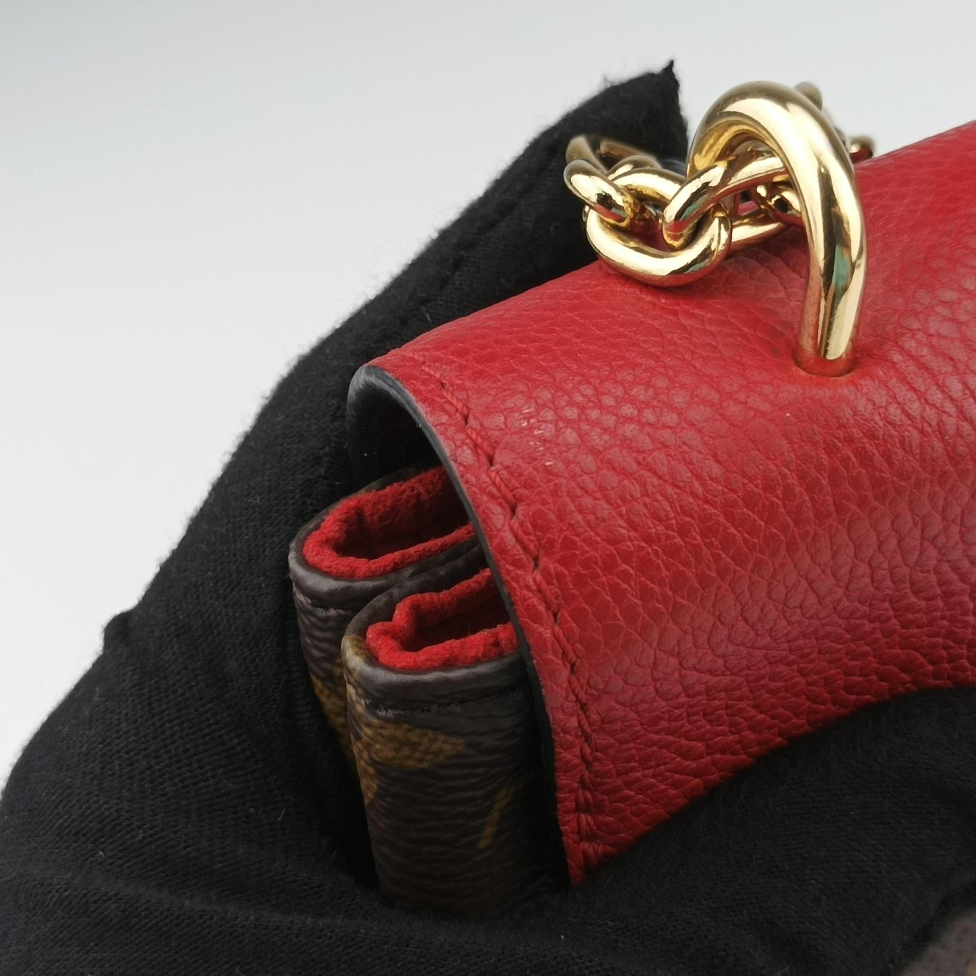 Pre-owned Louis Vuitton SAINT PLACIDE brown×CERISE Monogram Canvas×calf leather M43713 shoulderbag | stylenewstar
