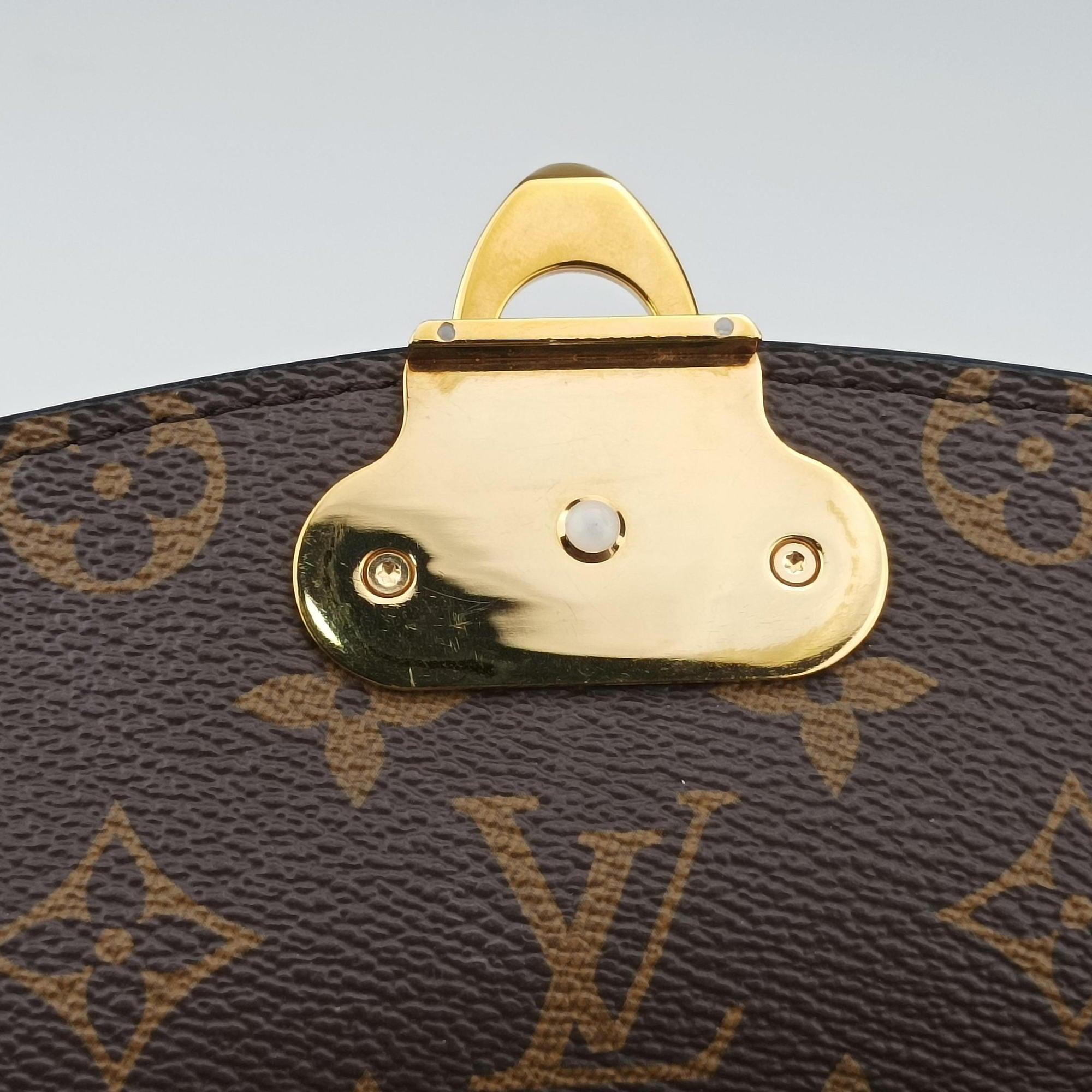 Pre-owned Louis Vuitton SAINT PLACIDE brown×CERISE Monogram Canvas×calf leather M43713 shoulderbag | stylenewstar
