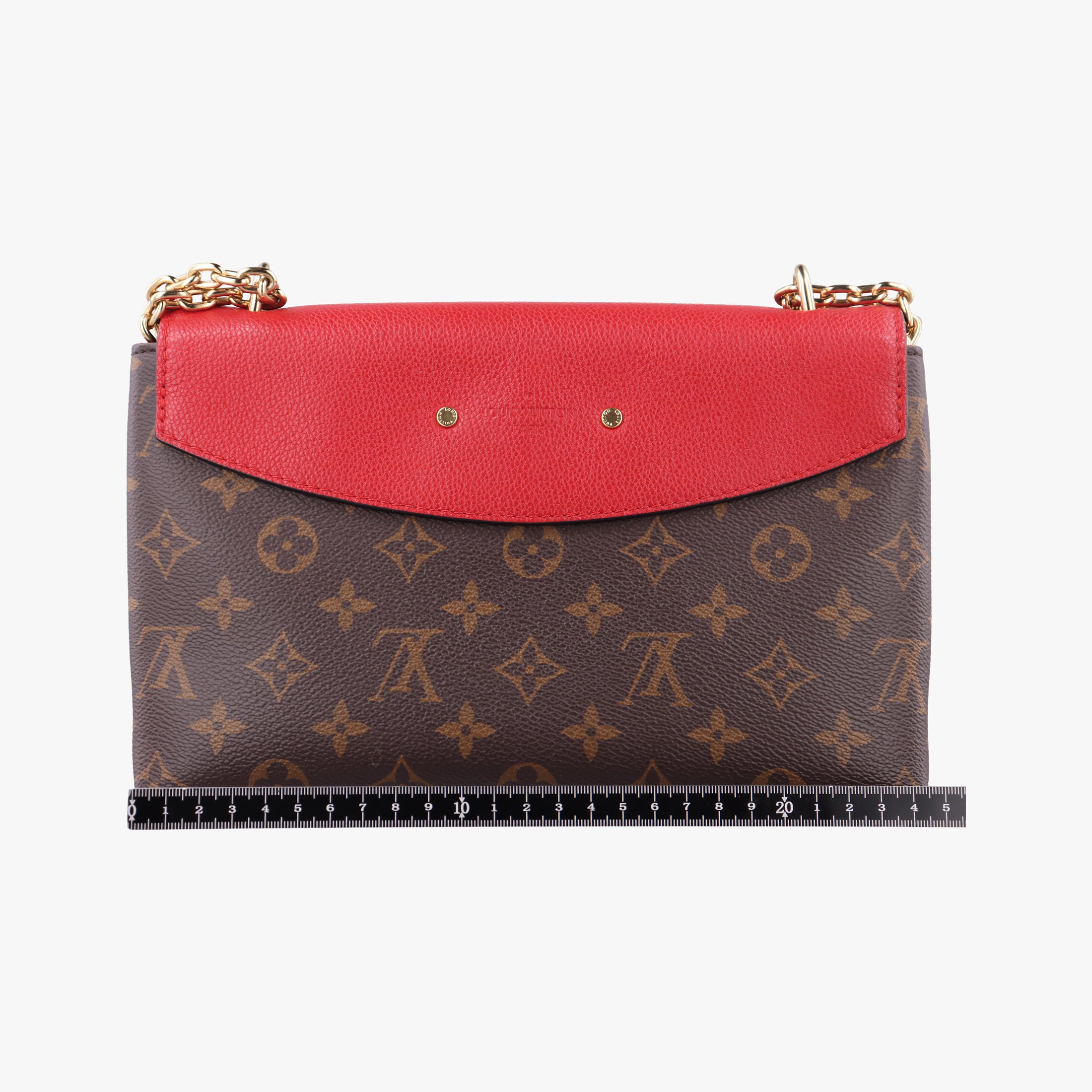 Pre-owned Louis Vuitton SAINT PLACIDE brown×CERISE Monogram Canvas×calf leather M43713 shoulderbag | stylenewstar