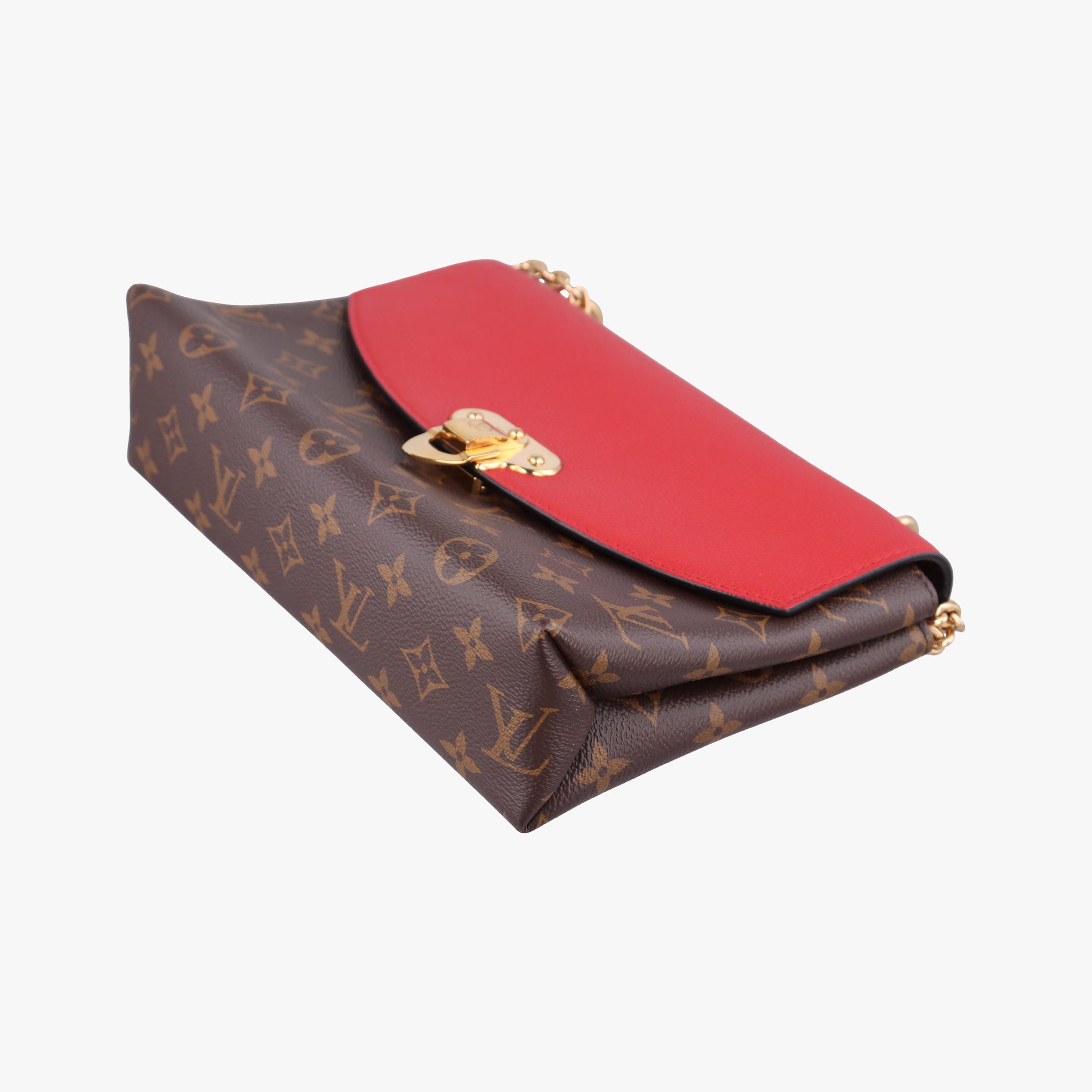 Pre-owned Louis Vuitton SAINT PLACIDE brown×CERISE Monogram Canvas×calf leather M43713 shoulderbag | stylenewstar