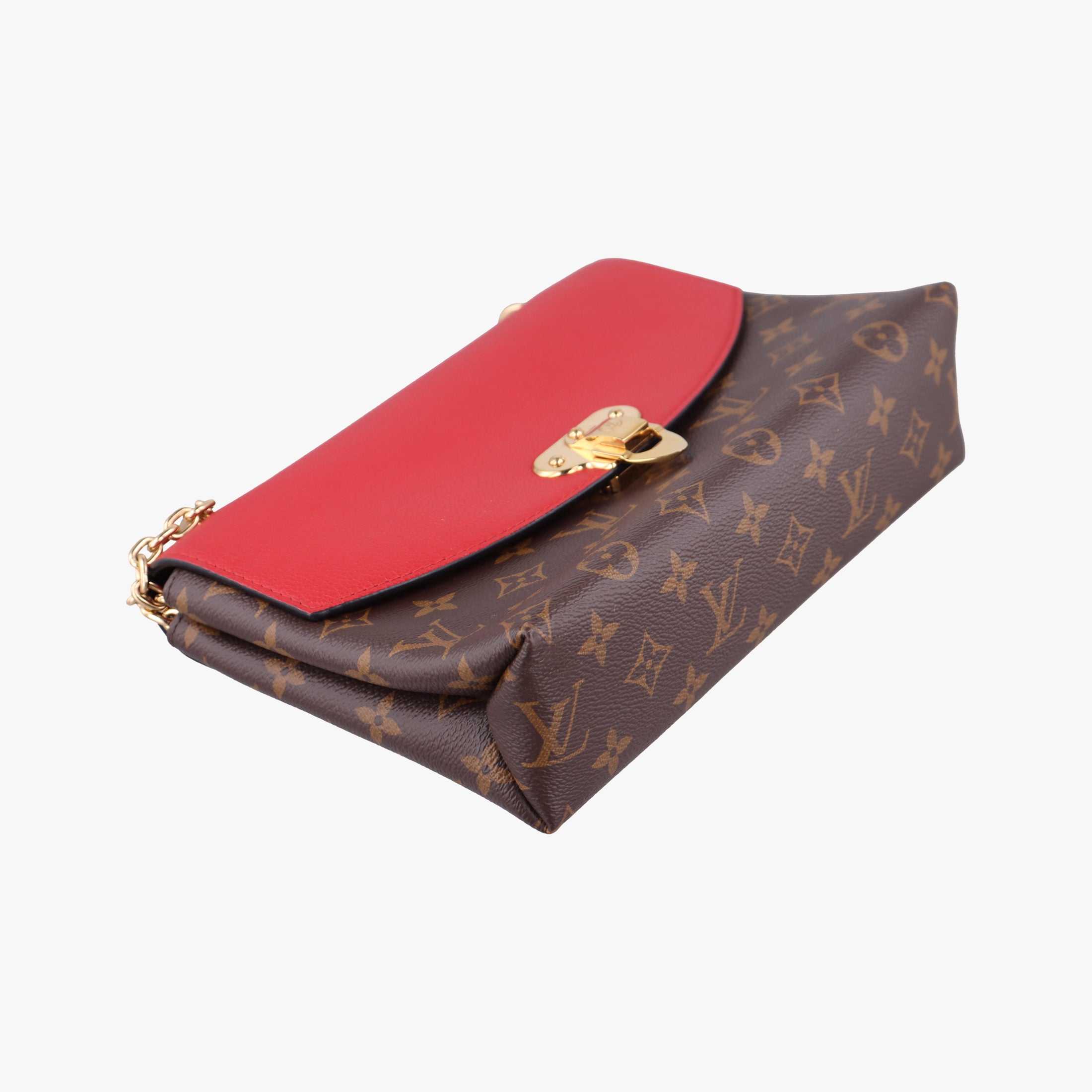 Pre-owned Louis Vuitton SAINT PLACIDE brown×CERISE Monogram Canvas×calf leather M43713 shoulderbag | stylenewstar