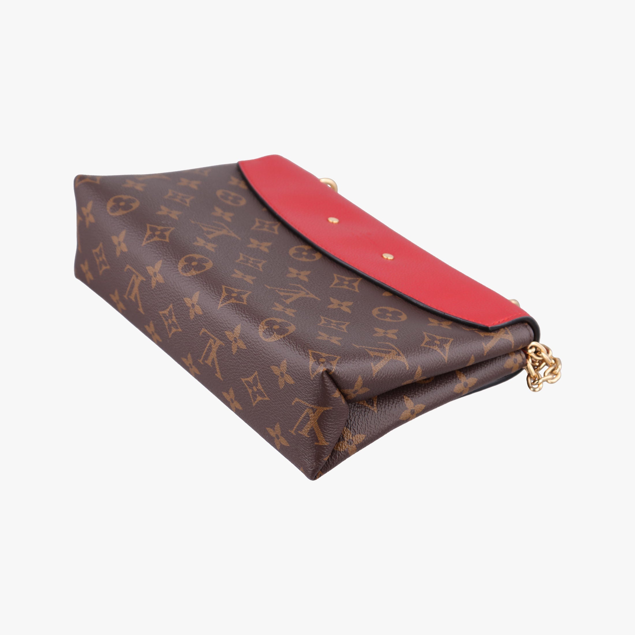 Pre-owned Louis Vuitton SAINT PLACIDE brown×CERISE Monogram Canvas×calf leather M43713 shoulderbag | stylenewstar